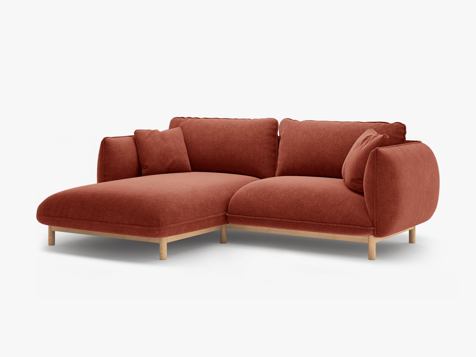Micadoni Ada Ecksofa 3-Sitzer Links Strukturierter Stoff Wind Kastanienbraun