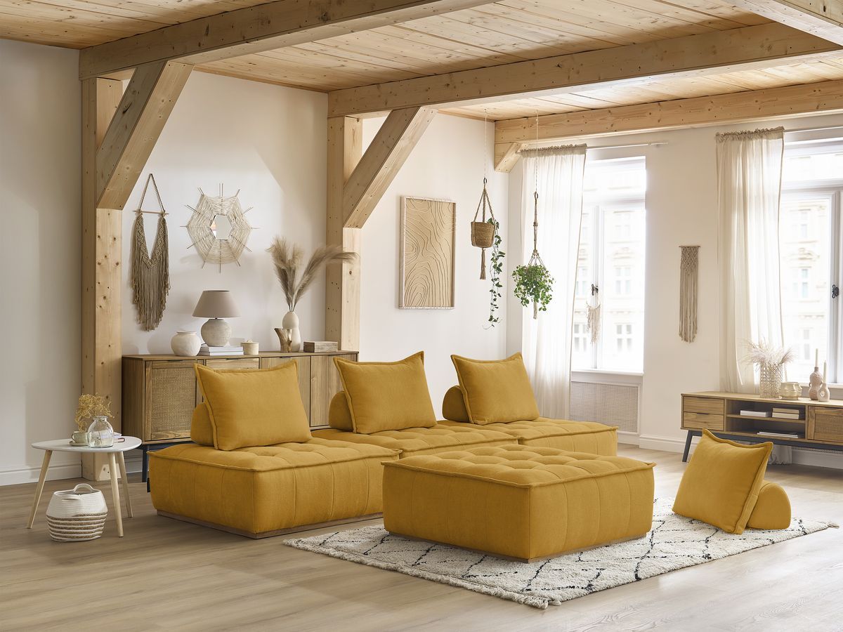 Bobochic Elisa Sofa 4-Sitzer Strukturstoff Gelb