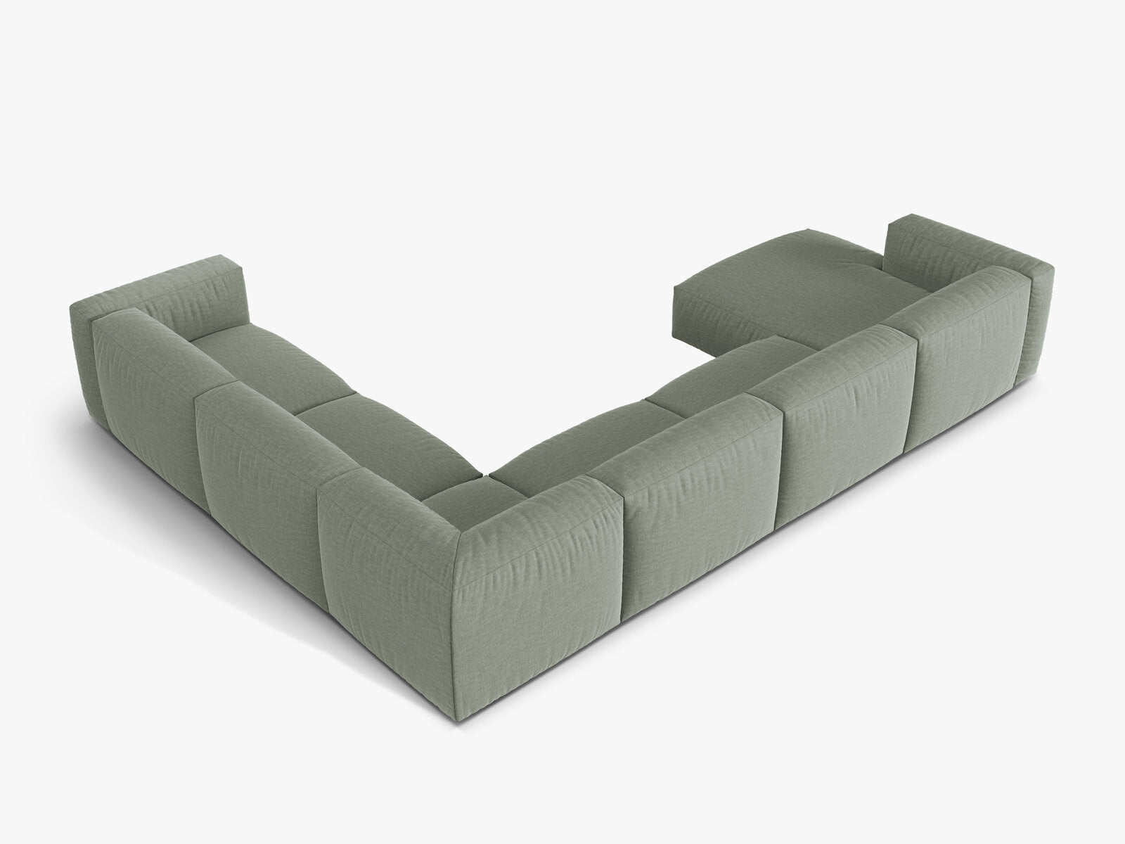 Micadoni modulares Ecksofa XL Martina 6-Sitzer Rechts Strukturierter Stoff Boston Moßgrün