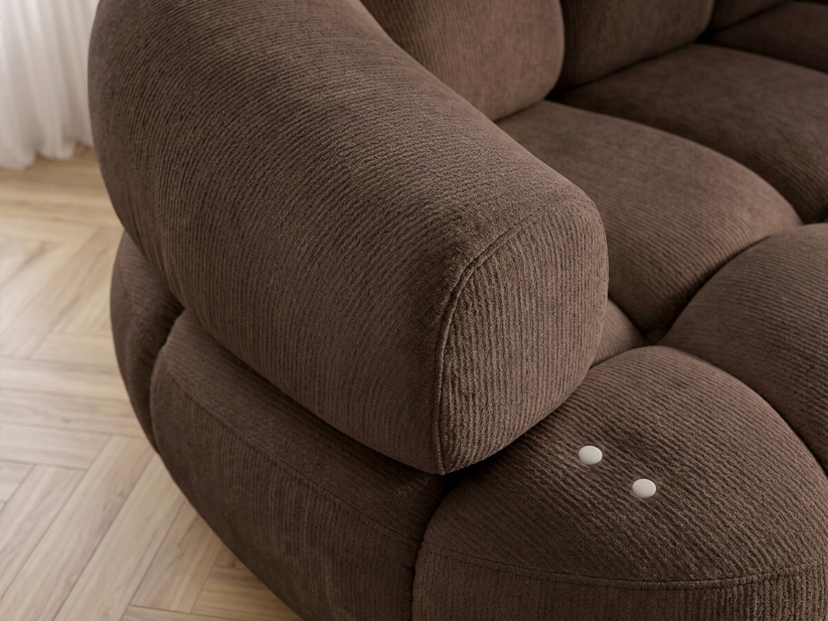 Bobochic Lovely Ecksofa mit Schlaffunktion Stoff Braun Ecke rechts
