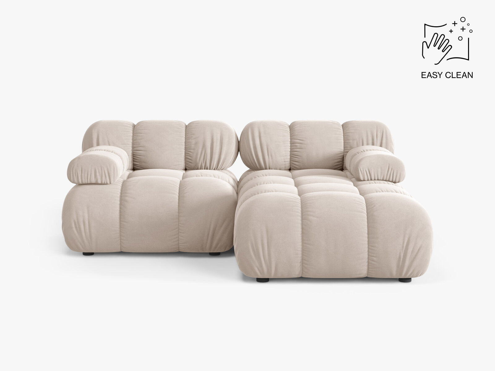 Micadoni Modulares Ecksofa Bellis 3-Sitzer Rechts Samt Venus Helles Beige