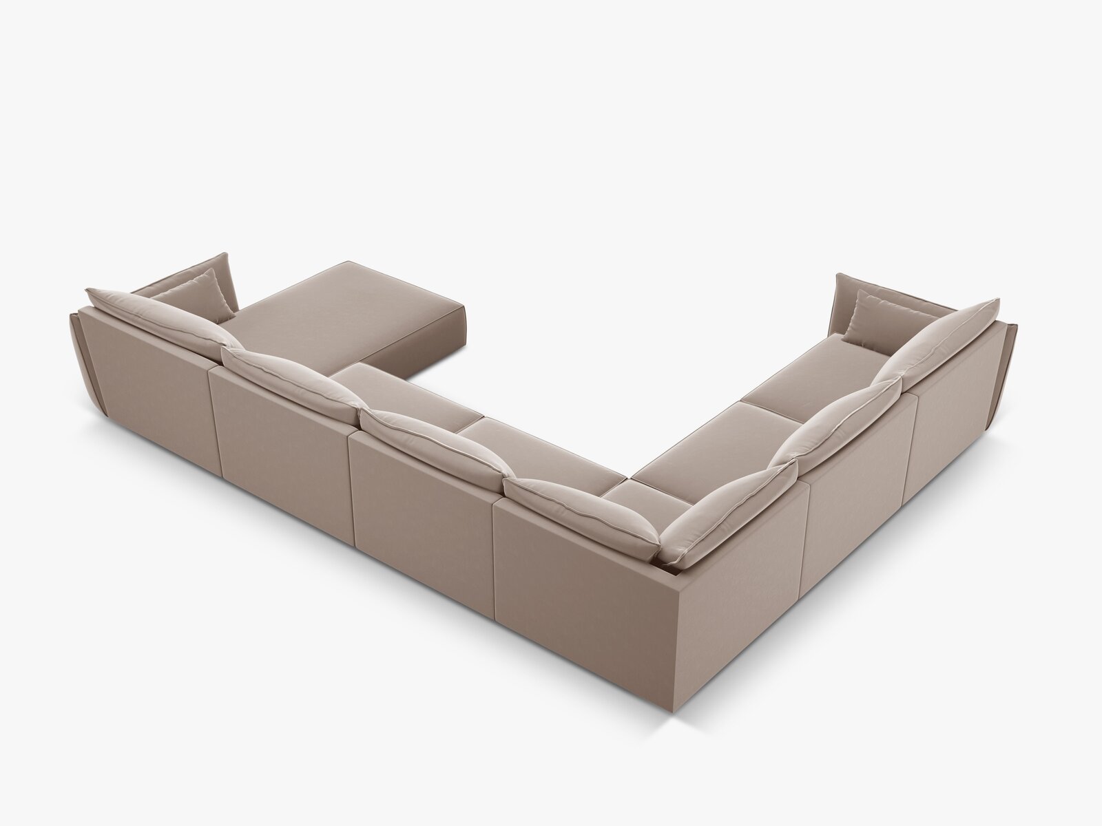 Micadoni Panorama-Ecksofa Kaelle 8-Sitzer Links Samt Cappuccino