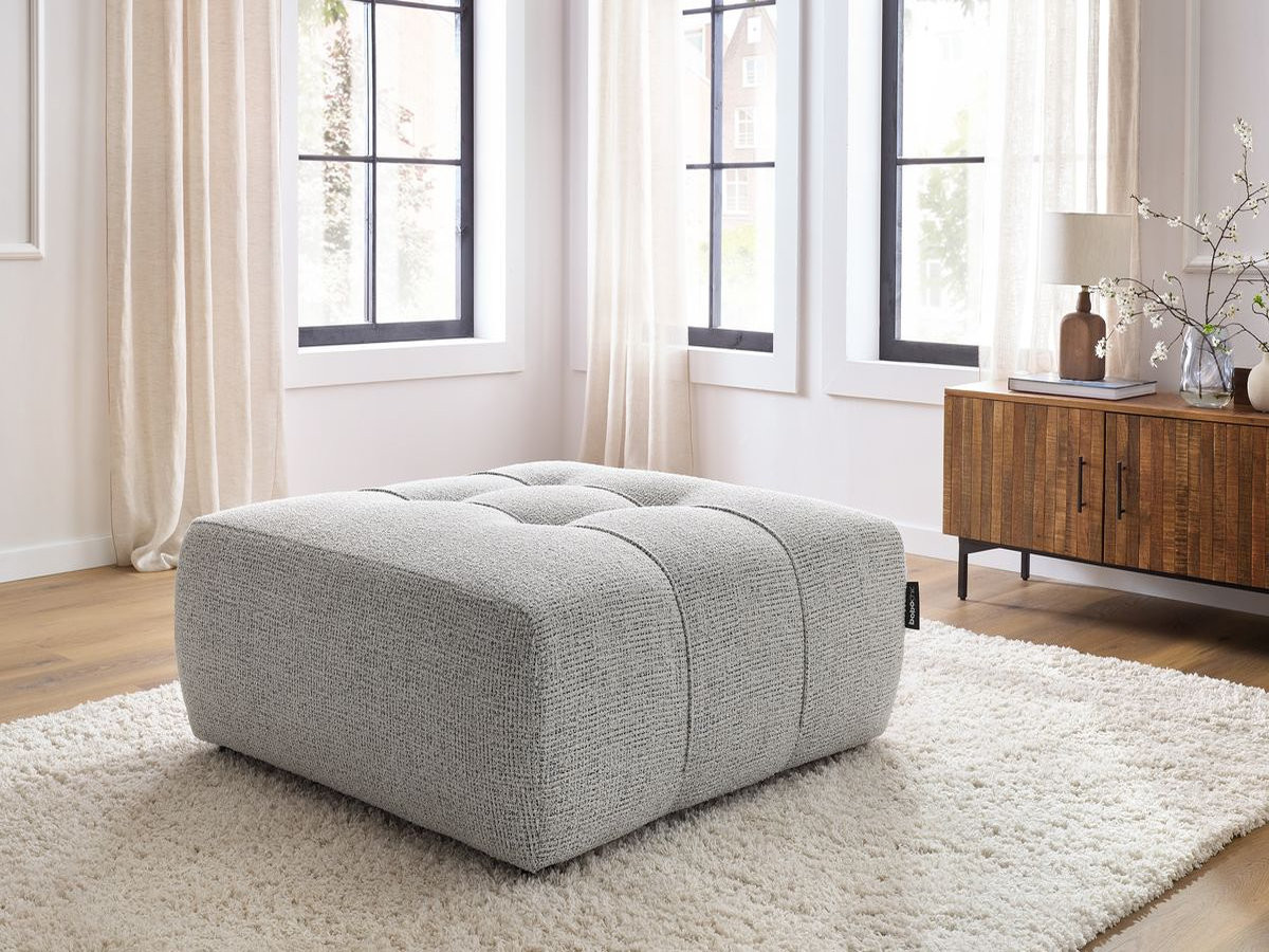 Bobochic Arsene Pouf Melange-Stoff Hellgrau