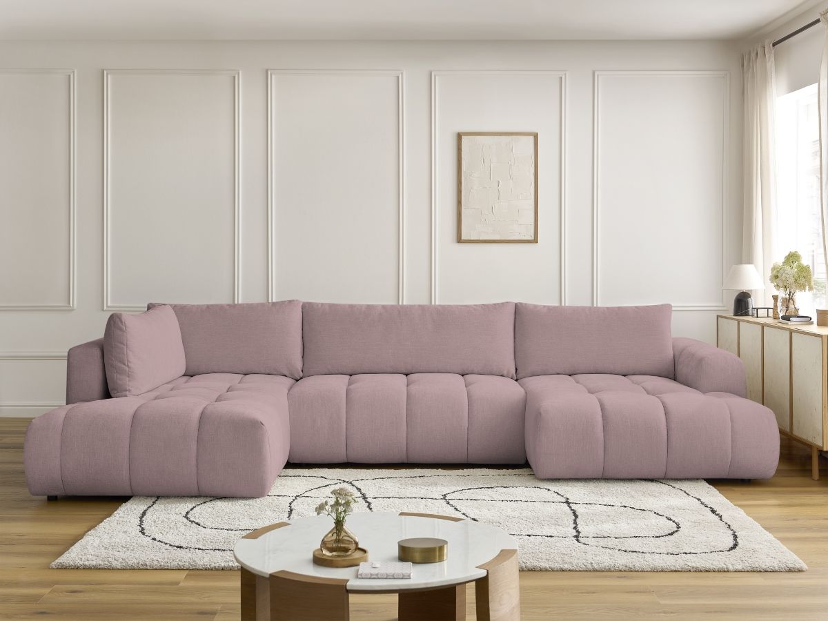 Bobochic Fuji Wohnlandschaft Stoff Rosa Ecke rechts