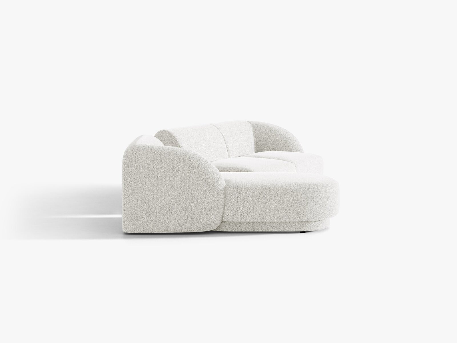 Micadoni Modulares Sofa Miley mit Recamiere 3-Sitzer Links Boucle Baloo Weiß