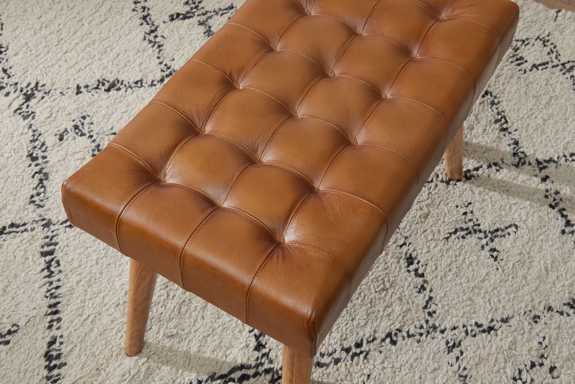 Sitzhocker Silkeborg Echtleder Braun 67 × 39 × 47 cm