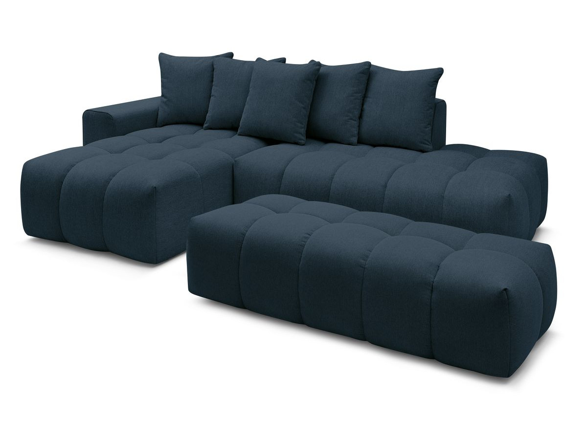 Bobochic Mont-blanc Ecksofa mit Pouf Melange-Stoff Dunkelblau Ecke links