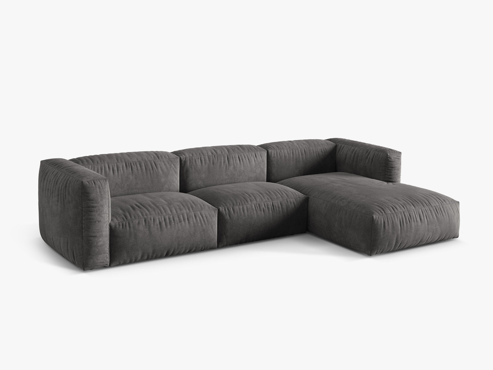 Micadoni Ecksofa Martina 3-Sitzer Rechts Samt Vogue Grau