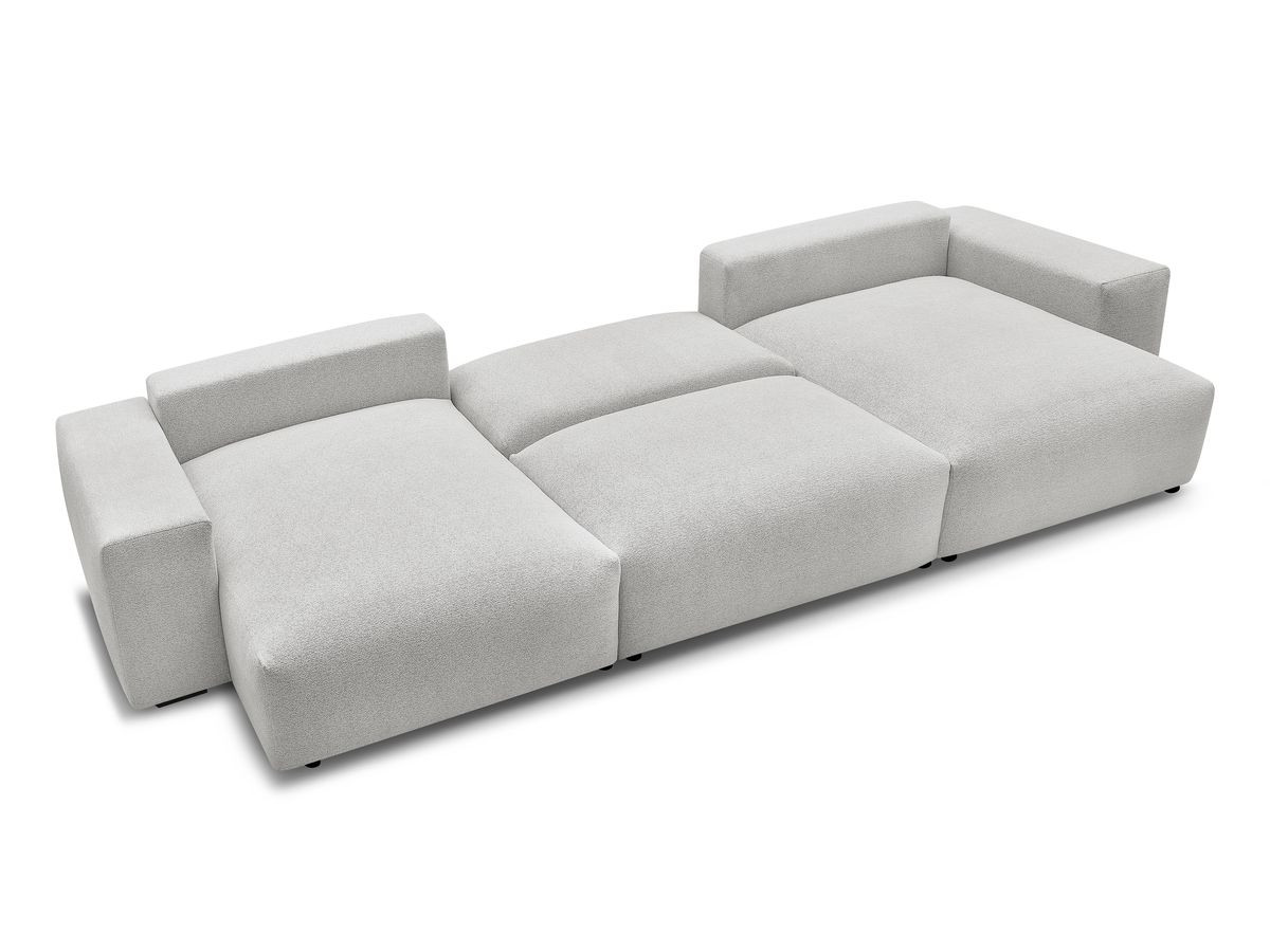 Bobochic Voltaire Wohnlandschaft 420 × 165 cm Melange-Stoff Hellgrau