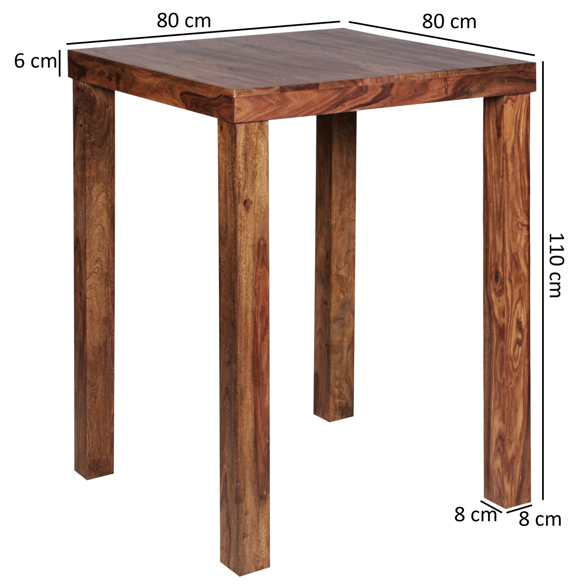 Stehtisch Aalvik Sheesham Massivholz Braun 80 × 80 × 110 cm