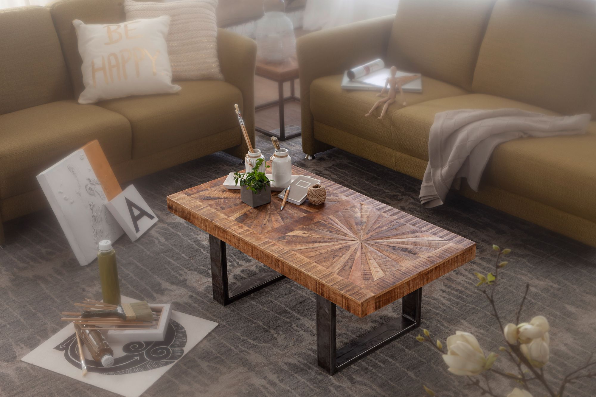 Couchtisch Vestby Massivholz Braun 105 × 55 × 40 cm