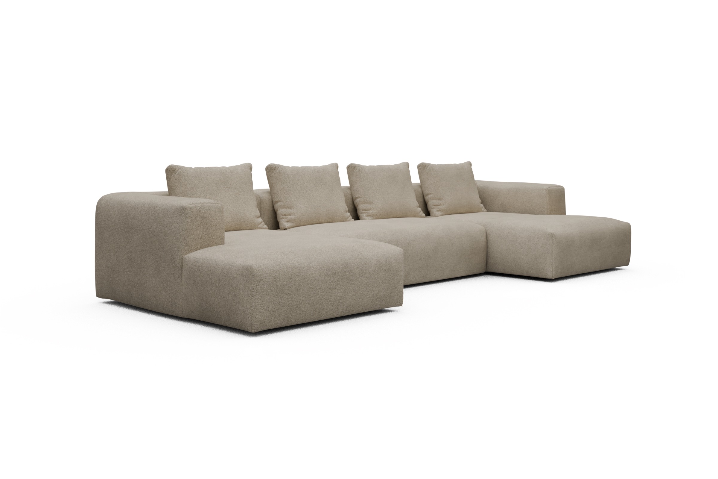 Wohnlandschaft Fred mit 2-Sitzer und Chaiselongue beidseitig Boucle-Belge