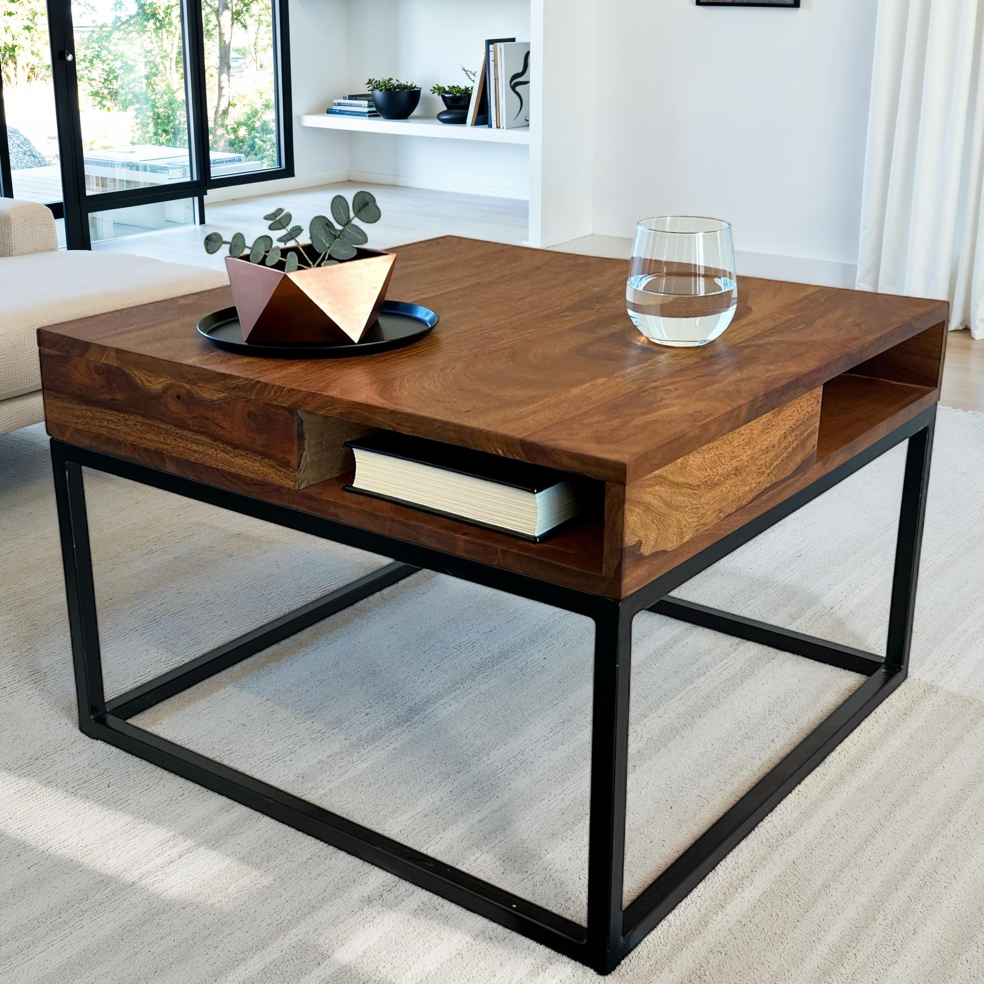 Couchtisch Hjelme Massivholz Braun 60 × 60 × 40 cm
