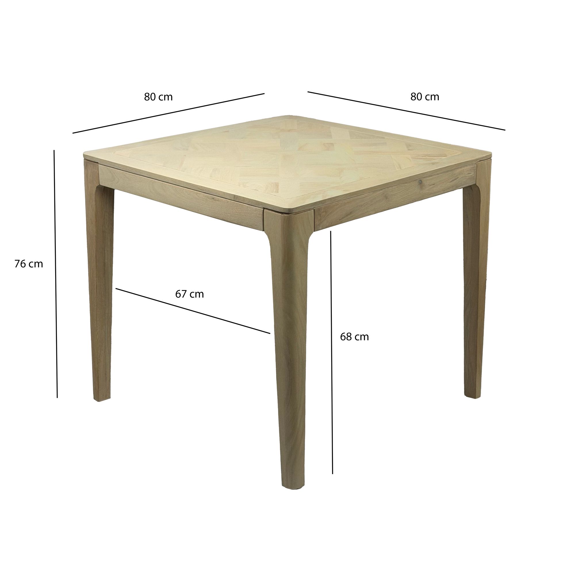 Esstisch Solund Mango Massivholz Weiß gewaschen 80 × 80 cm