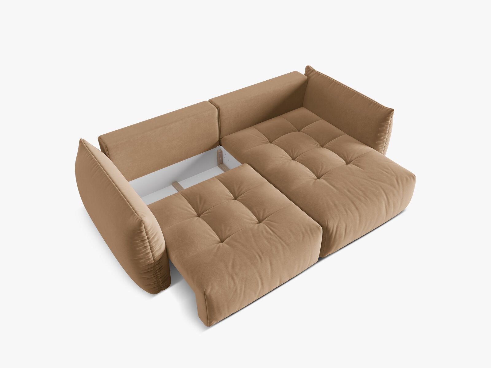Micadoni Bloom Ecksofa 3-Sitzer mit Schlaffunktion Rechts Samt Casino Mandelbeige