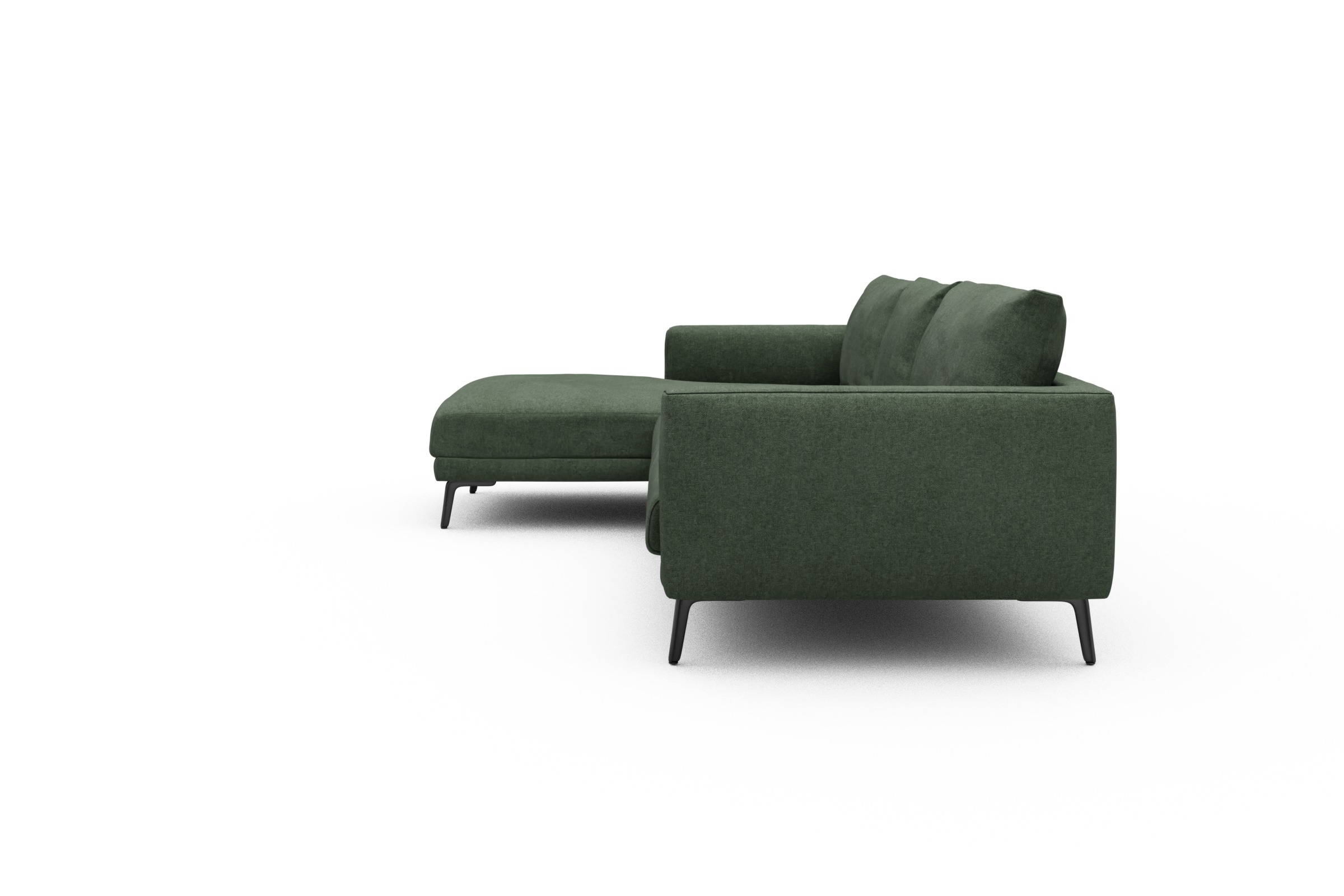 Ecksofa Karl Chaiselongue links mit 2,5-Sitzer Casone-Forest-Green