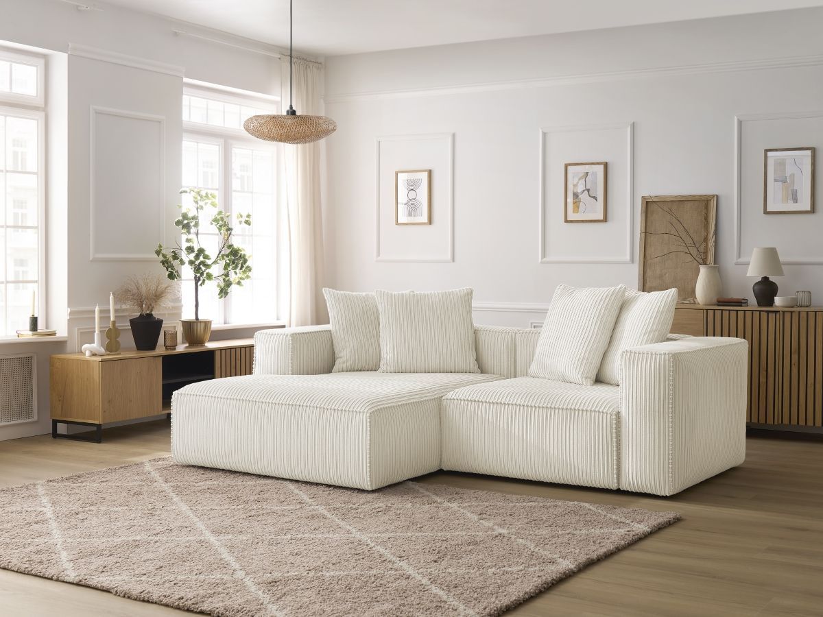 Bobochic Nina Ecksofa Cordsamt Beige Ecke links