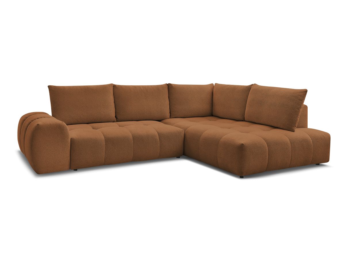 Bobochic Everest Ecksofa mit Schlaffunktion und Bettkasten 320 × 212 cm, 5 Kissen Melange-Stoff Orange Ecke rechts