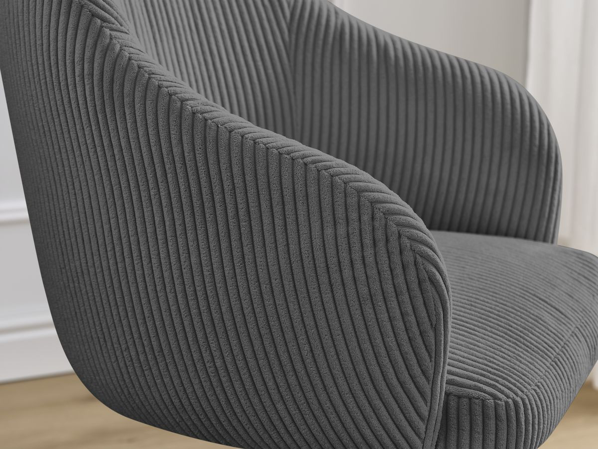 Bobochic Sophie Esszimmerstuhl 4er-Set mit Sternfuß Cordsamt Dunkelgrau