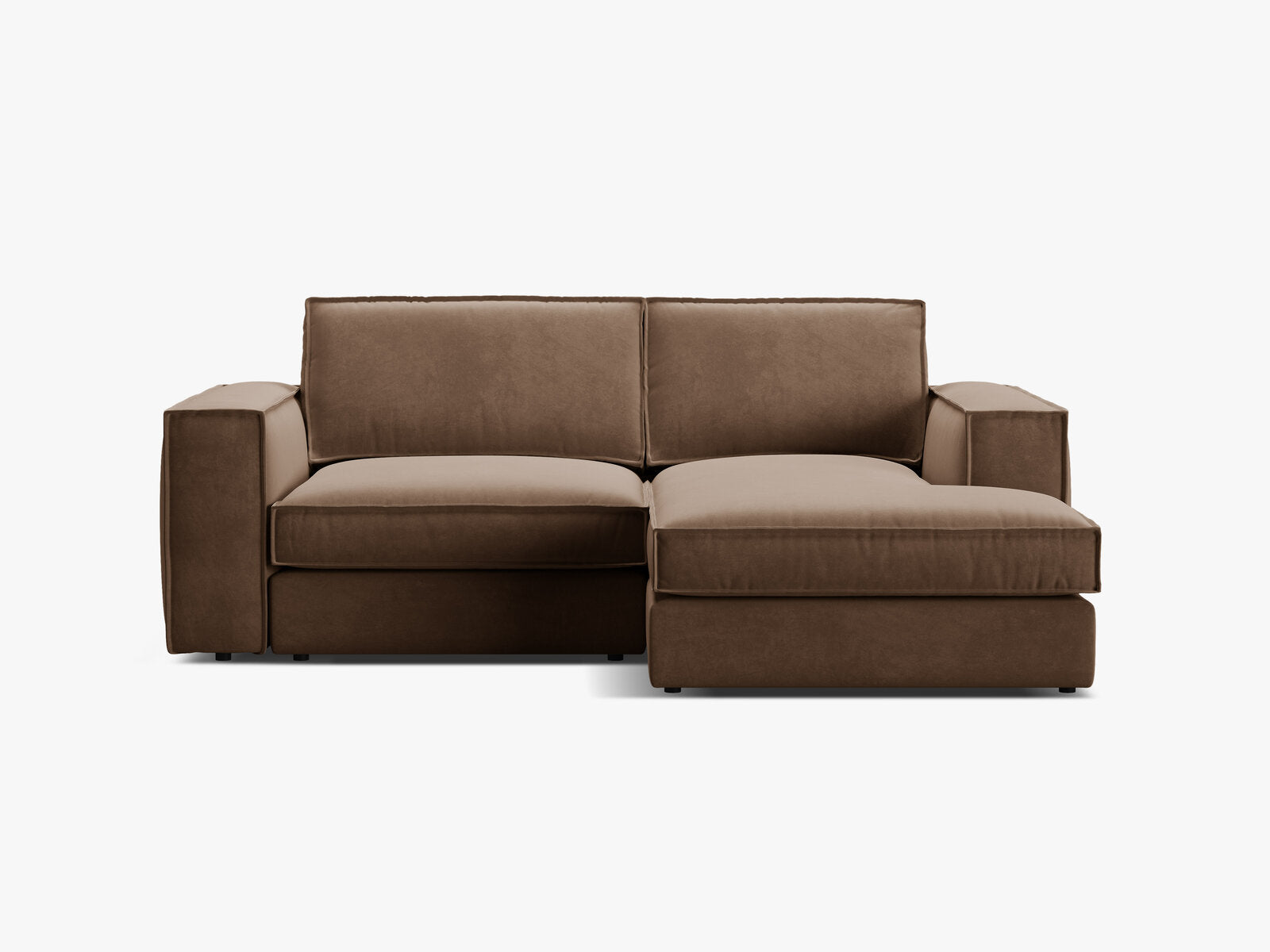 Micadoni modulares Ecksofa Pola 2-Sitzer kleine Version Rechts Samt Salvador Schokolade