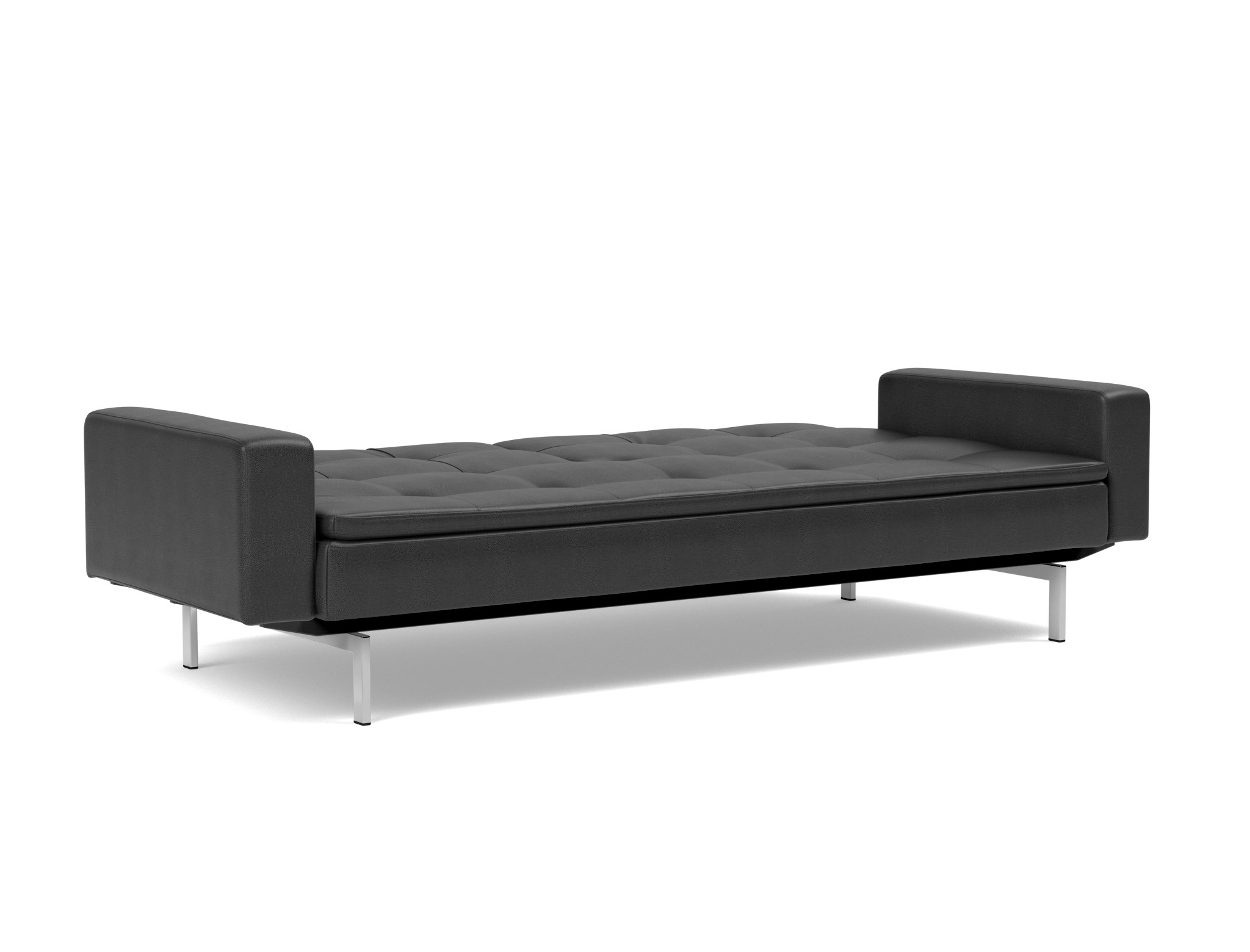 Schlafsofa Dublexo mit Armlehnen Lederoptik Faunal 550-Black Beine Chrom
