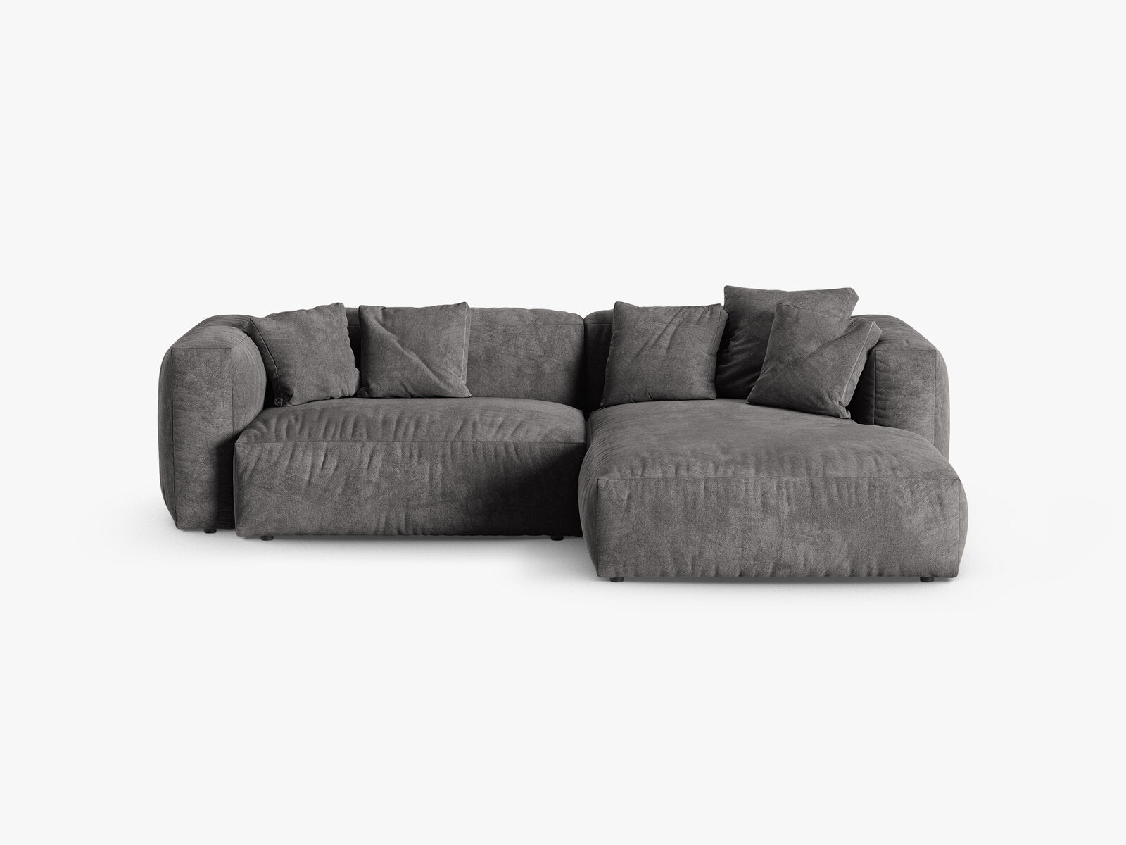 Micadoni Ecksofa Martina 2-Sitzer 90cm Sitztiefe Rechts Samt Vogue Grau