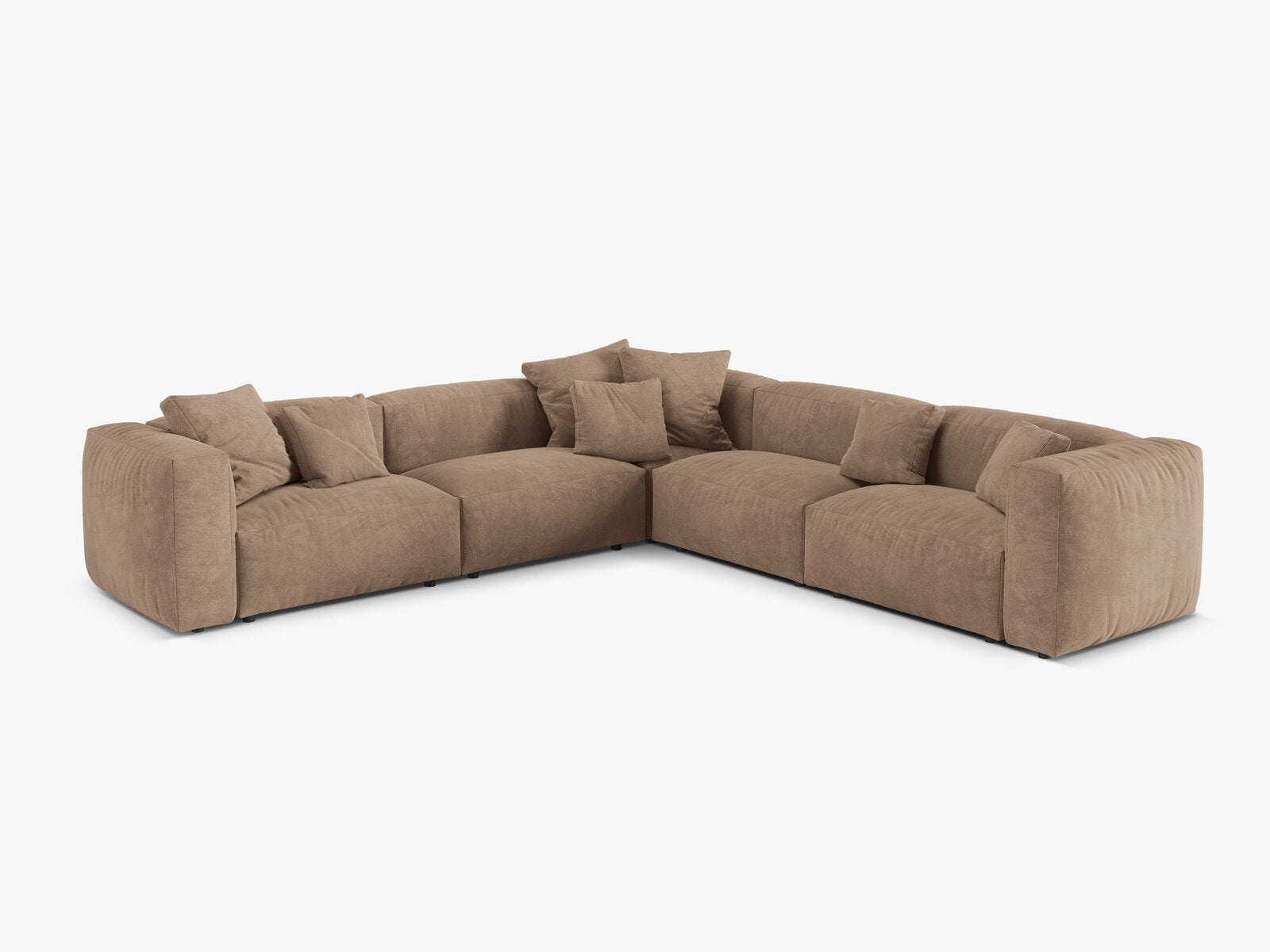 Micadoni modulares symmetrisches Ecksofa XL Martina 5-Sitzer Samt Vogue Dunkelbeige