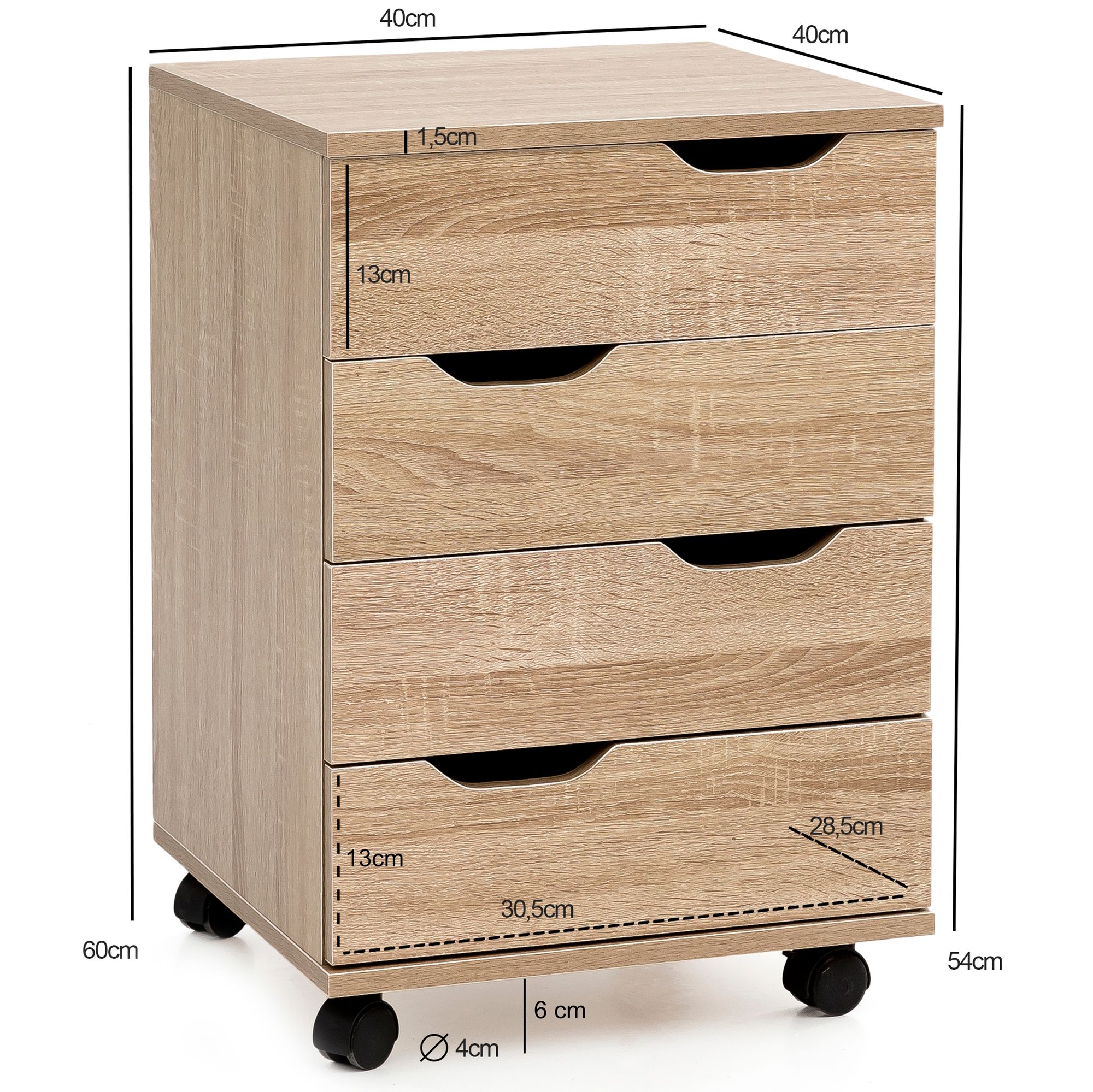 Rollcontainer Lystrup Braun 40 × 40 × 60 cm