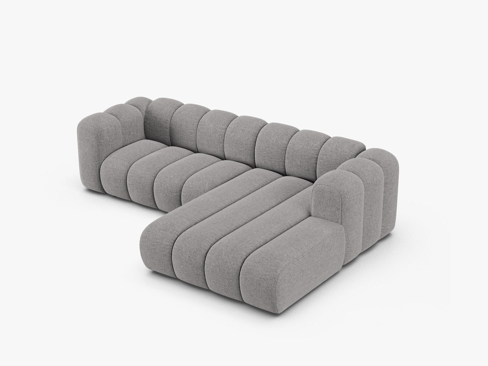 Micadoni Modulares Ecksofa Lupine 4-Sitzer mittelgroß Rechts Chenille Eden Hellgrau