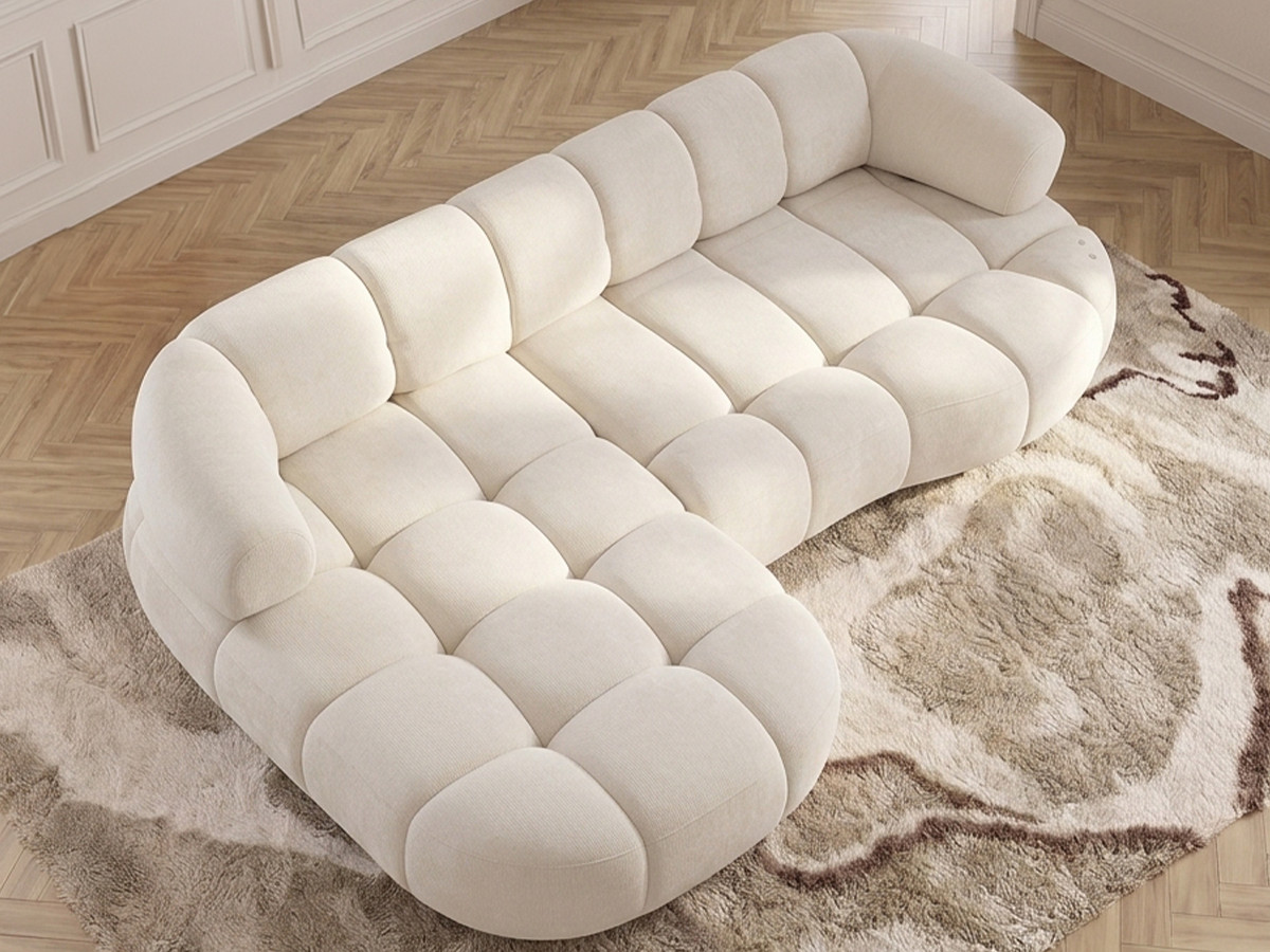 Bobochic Lovely Ecksofa mit Schlaffunktion Stoff Beige Ecke links