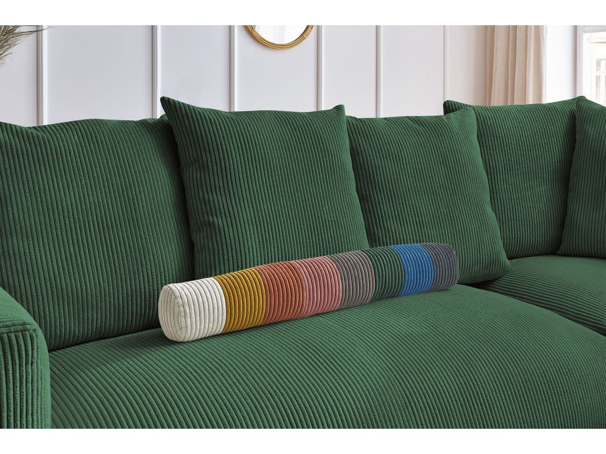 Bobochic Voltaire Ecksofa mit Pouf 268 × 214 cm Cordsamt Grün Ecke rechts