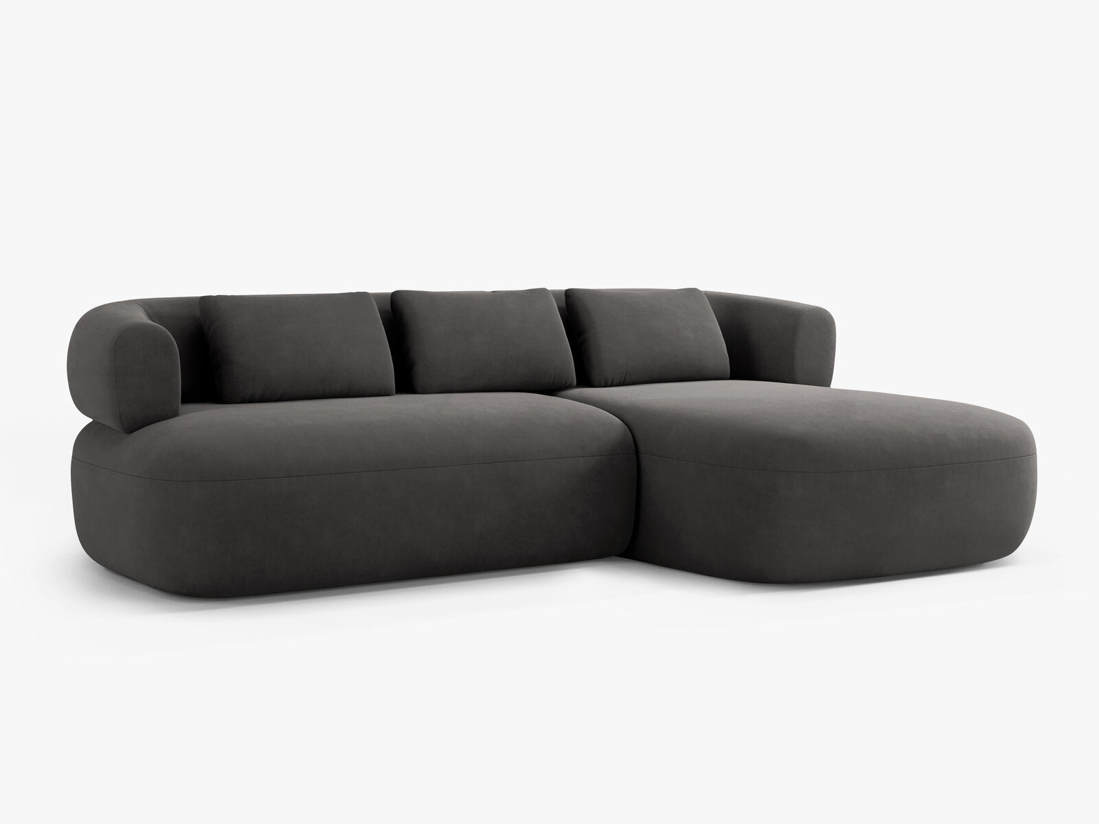Micadoni 5-Sitzer Ecksofa Jenny Rechts Samt Salvador Dunkelgrau