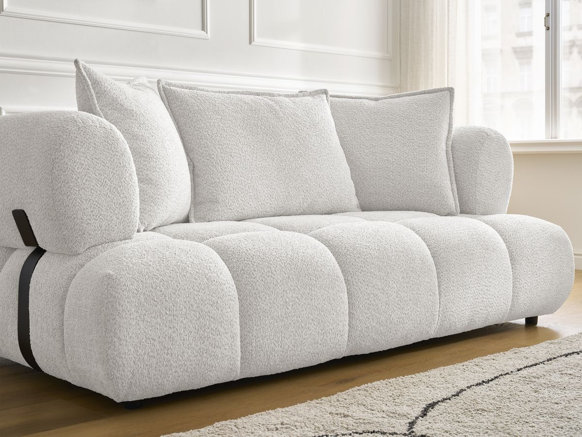 Bobochic Alya Sofa 2-Sitzer Bouclé-Stoff Weiß