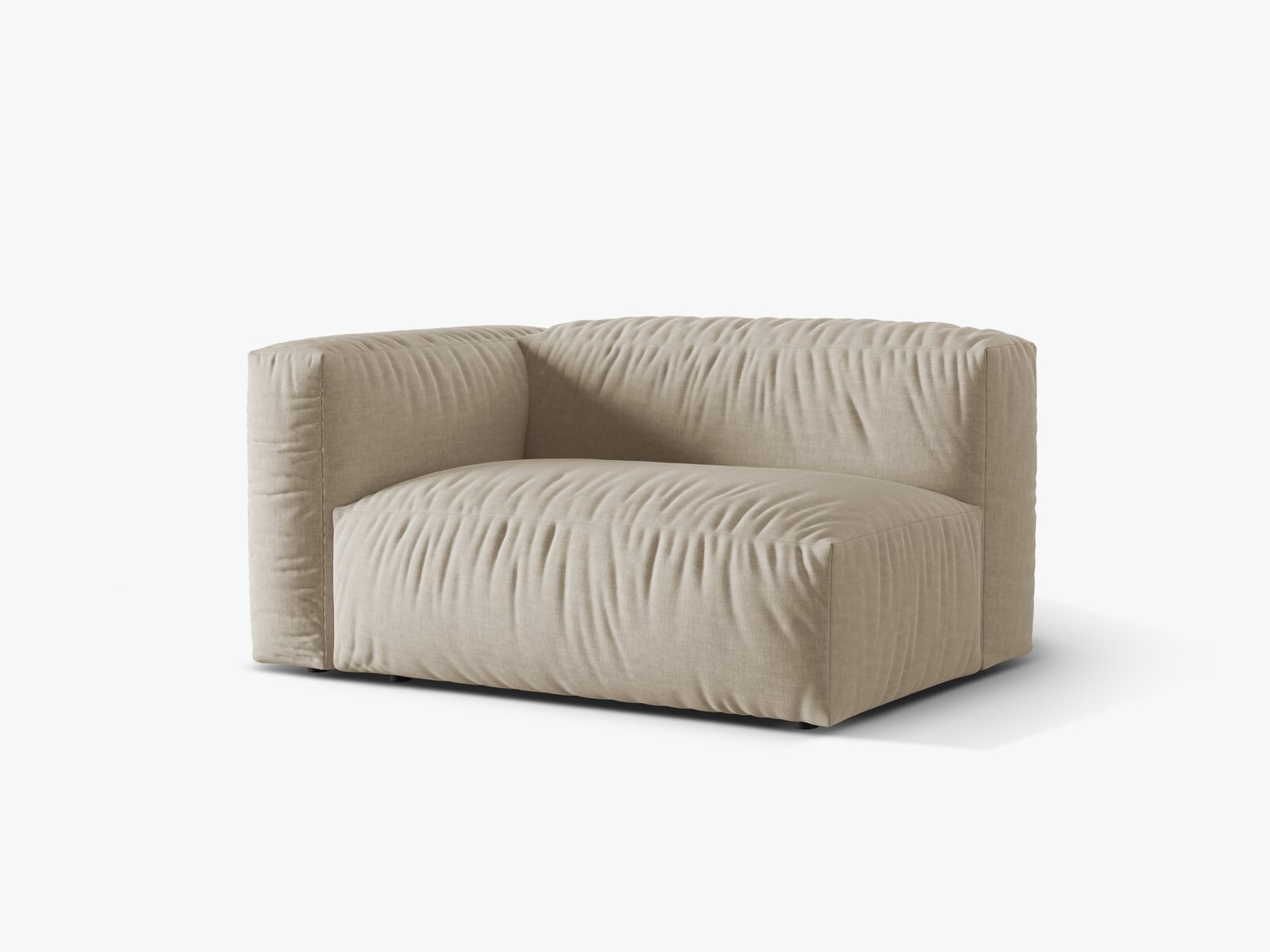 Micadoni Eckmodul Martina 1-Sitzer Groß Links Strukturierter Stoff Boston Helles Beige