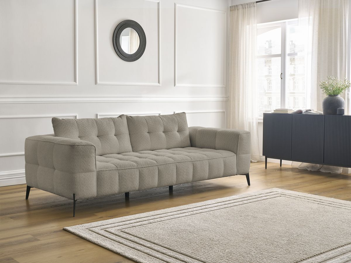 Bobochic Anis Sofa 3-Sitzer Bouclé-Stoff Taupe