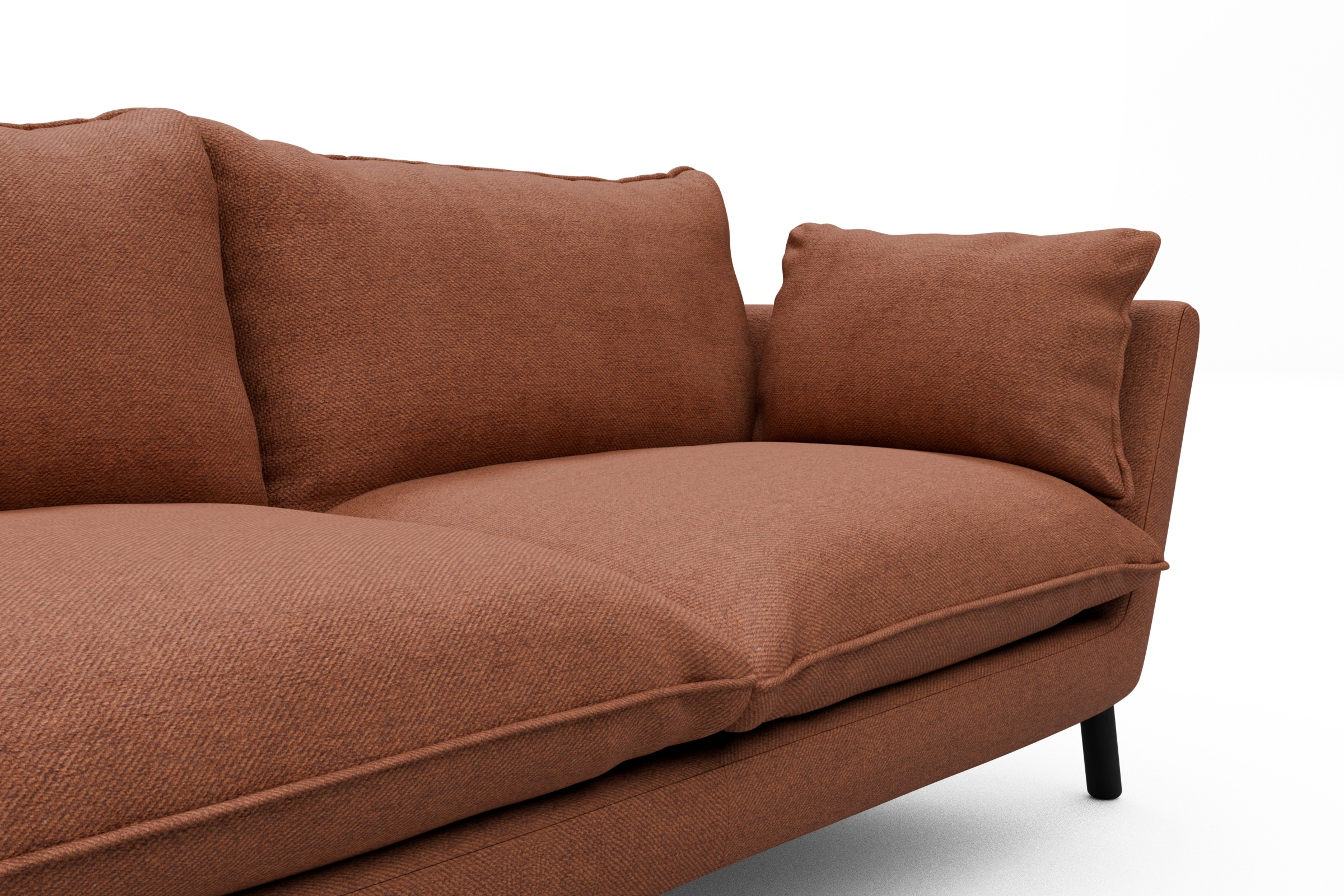 Sofa Emil PREMIUM 3-Sitzer Beinfarbe Eiche Schwarz Weda-Rust