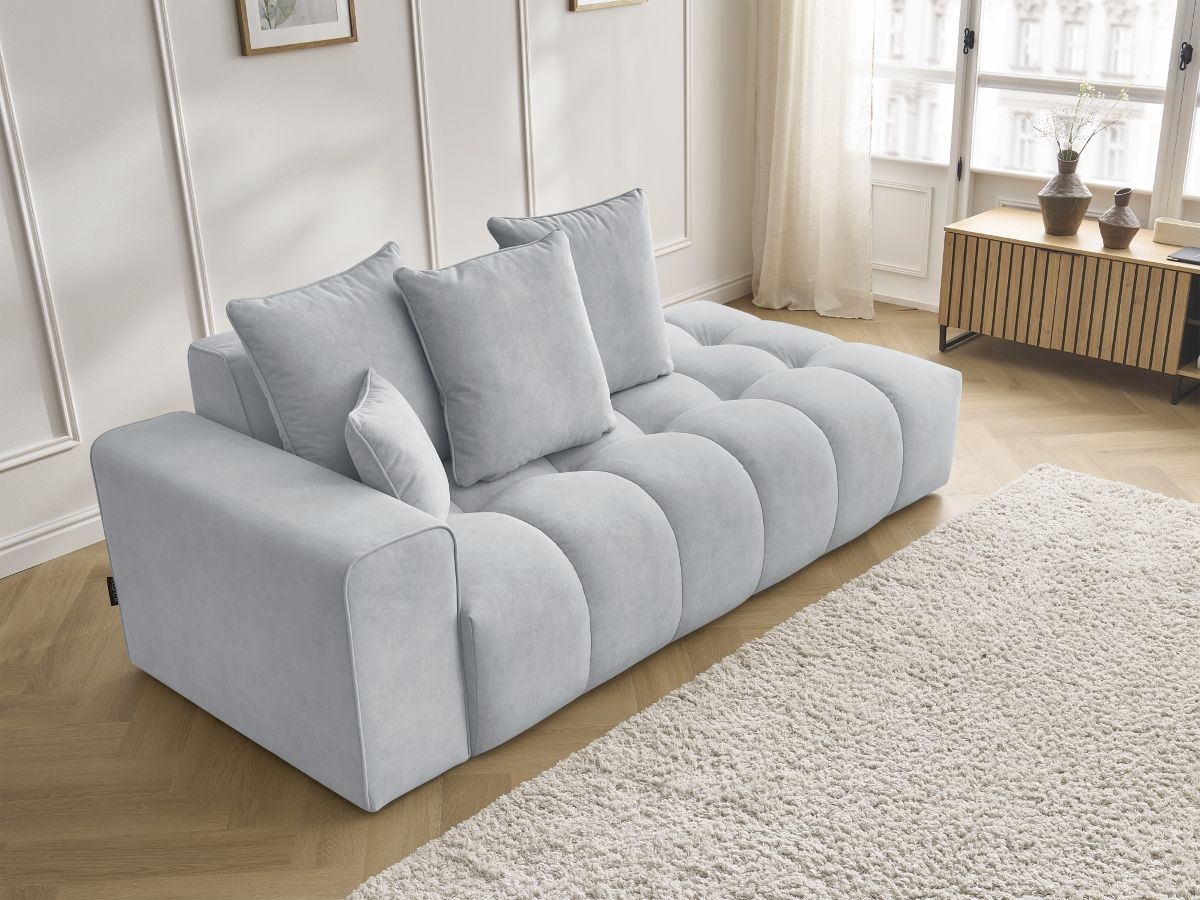 Bobochic Mont-blanc Sofa 4-Sitzer Samt Hellgrau Armlehne links