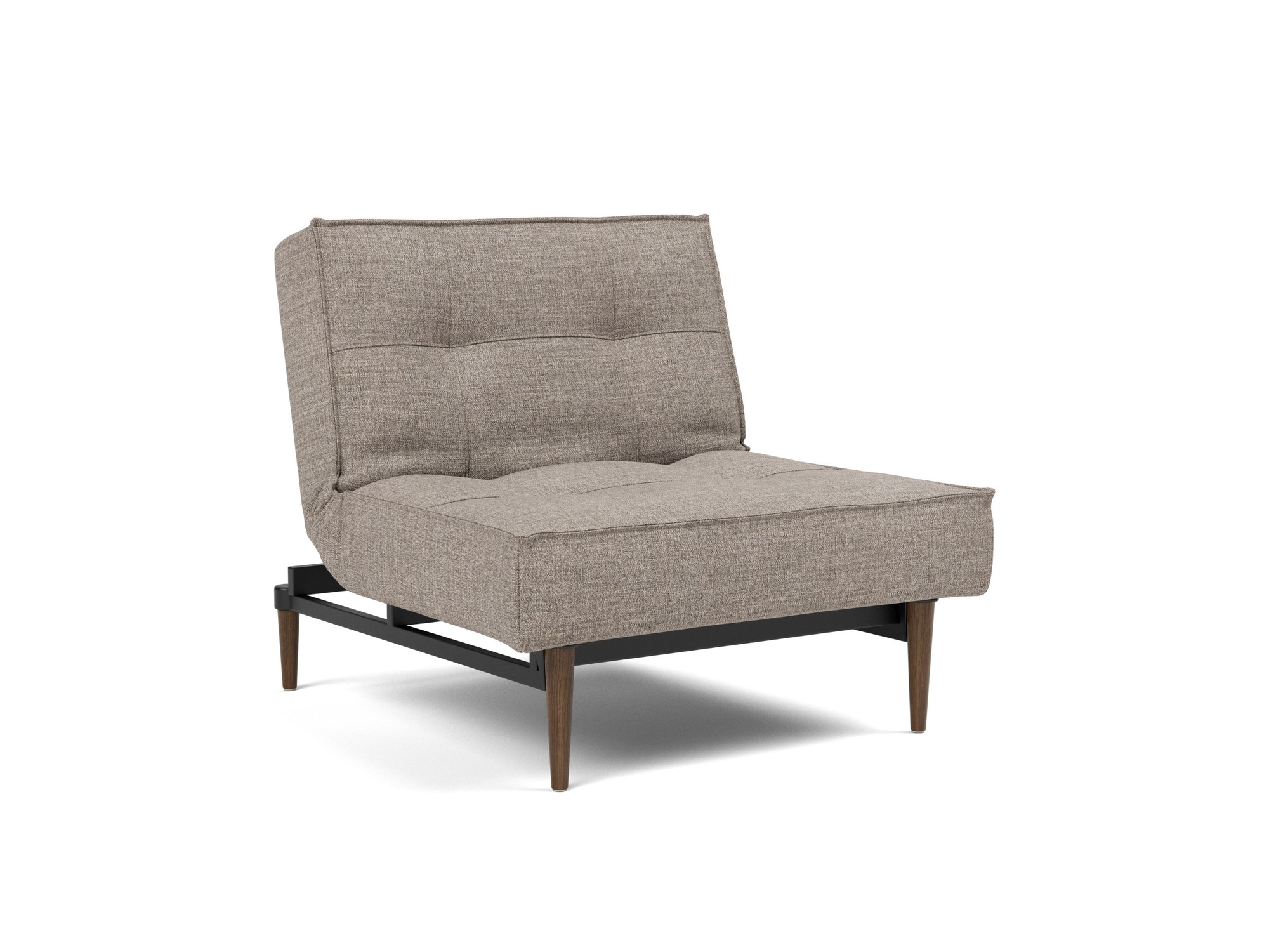 Sessel Splitback Chenille Yuveno 472-Warm-Grey Beine Styletto Eiche dunkel
