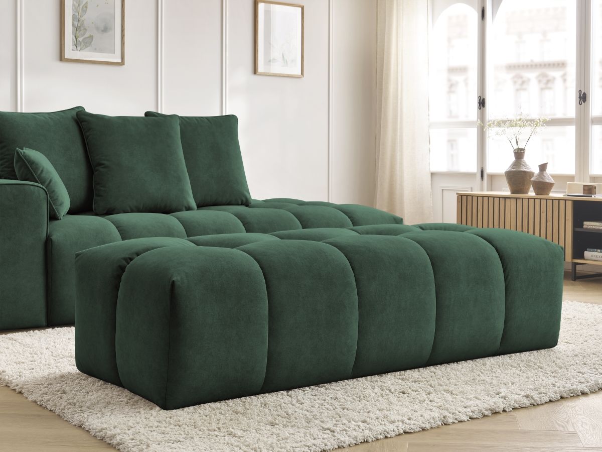 Bobochic Mont-blanc Sofa 5-Sitzer mit Pouf Samt Grün Armlehne links