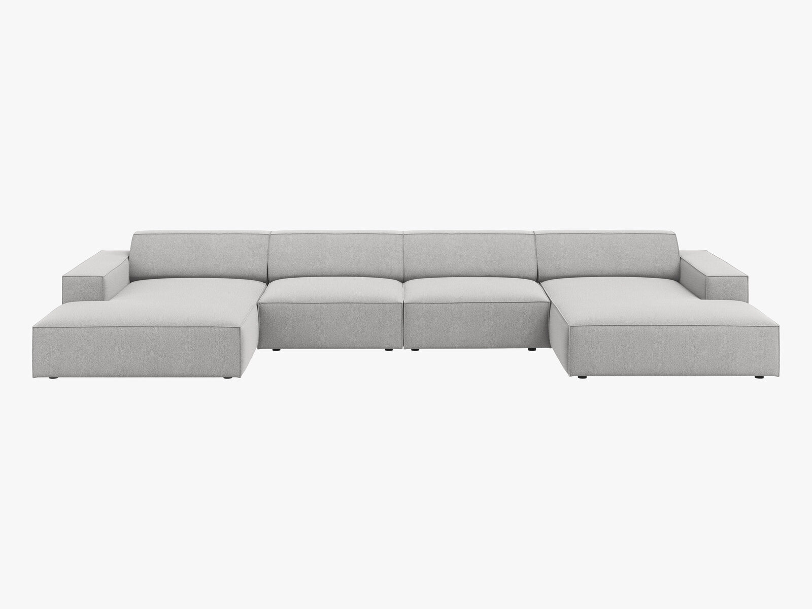 Micadoni Panorama-Sofa Jodie 6-Sitzer Strukturierter Stoff Megan Hellgrau