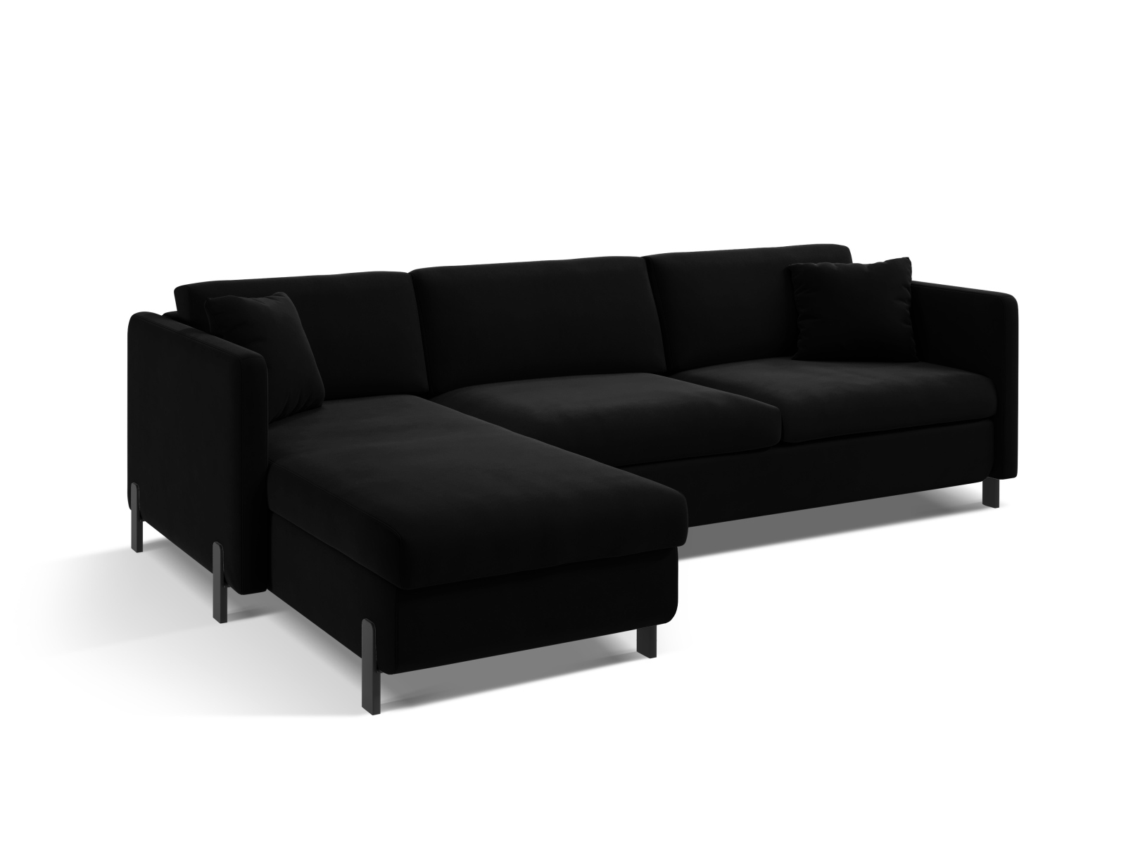 Micadoni Schlaf-Ecksofa Gloria 5-Sitzer Links Samt Schwarz 205x160