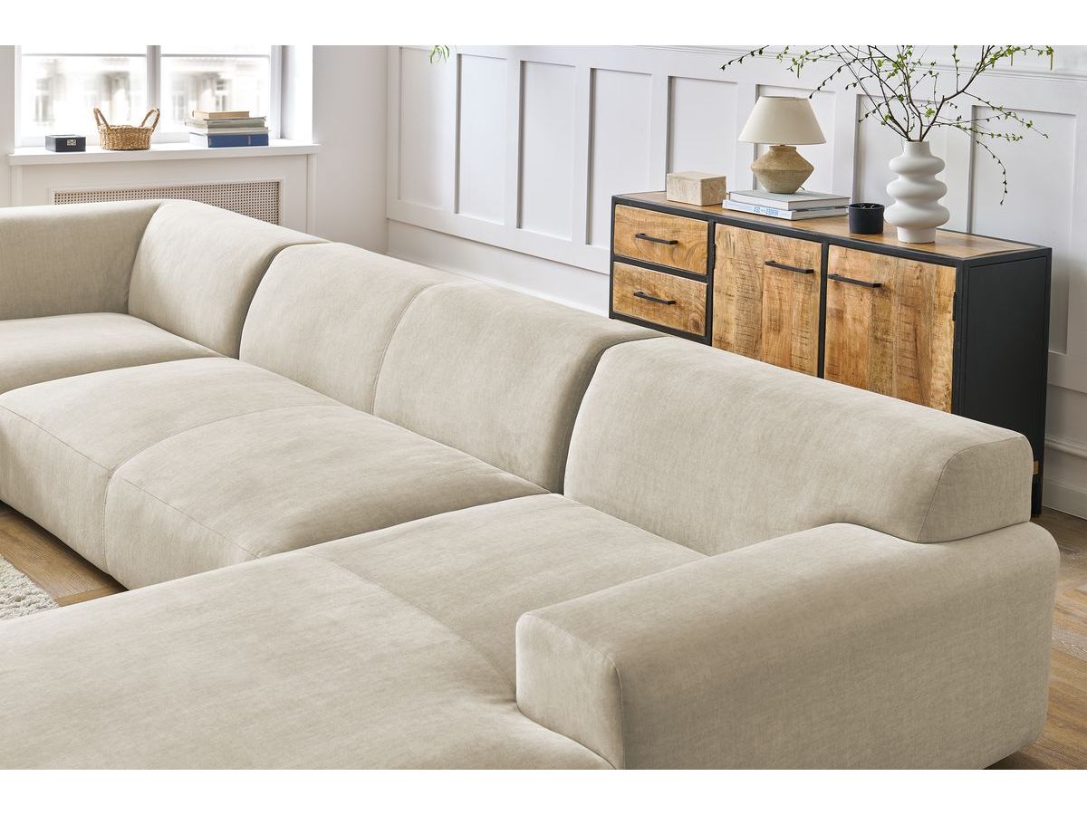 Bobochic Lavena Wohnlandschaft 399 × 220 cm Samt Beige Ecke rechts