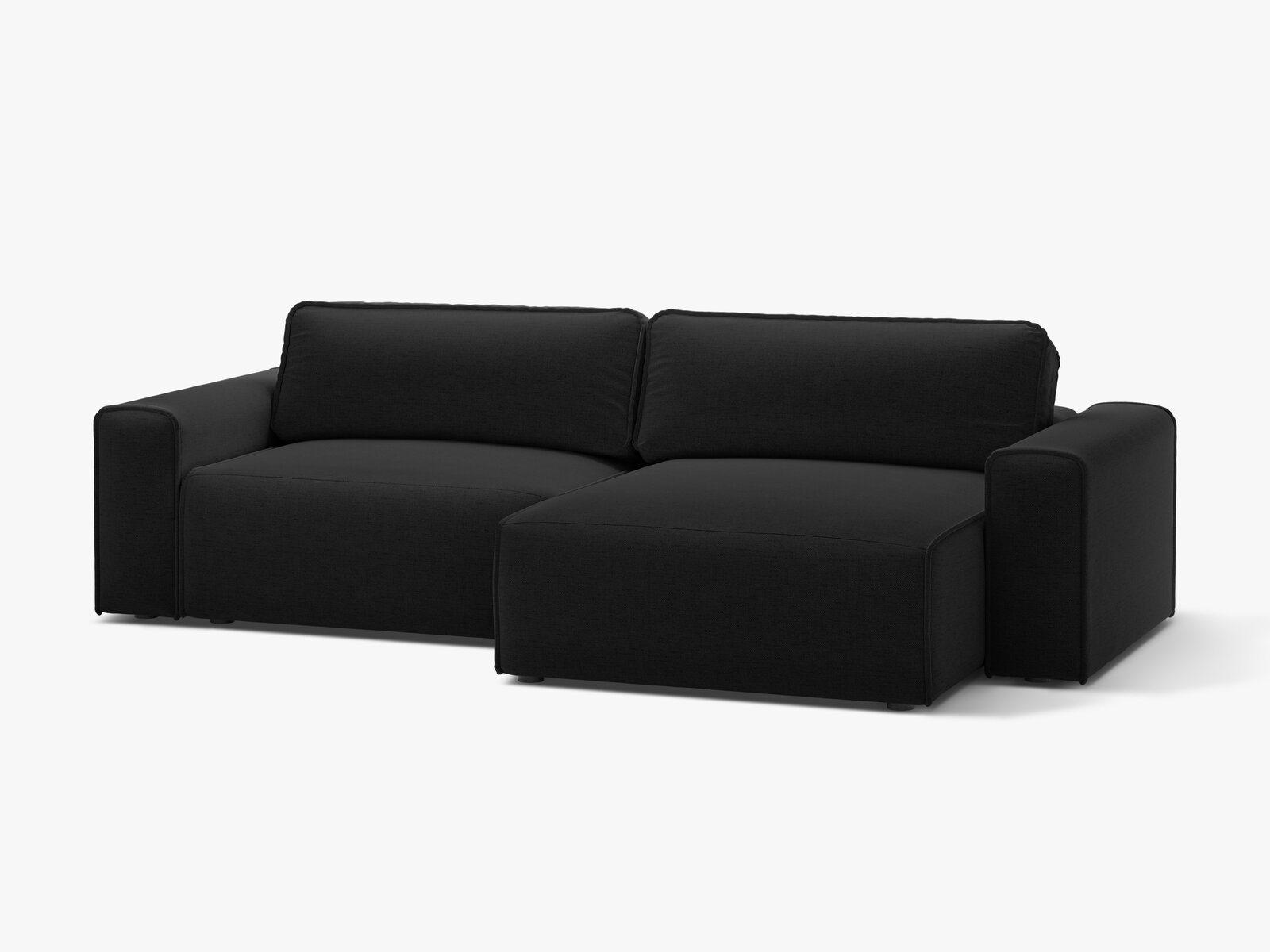 Micadoni Ecksofa Victor 3-Sitzer mit Schlaffunktion Rechts Strukturierter Stoff Schwarz