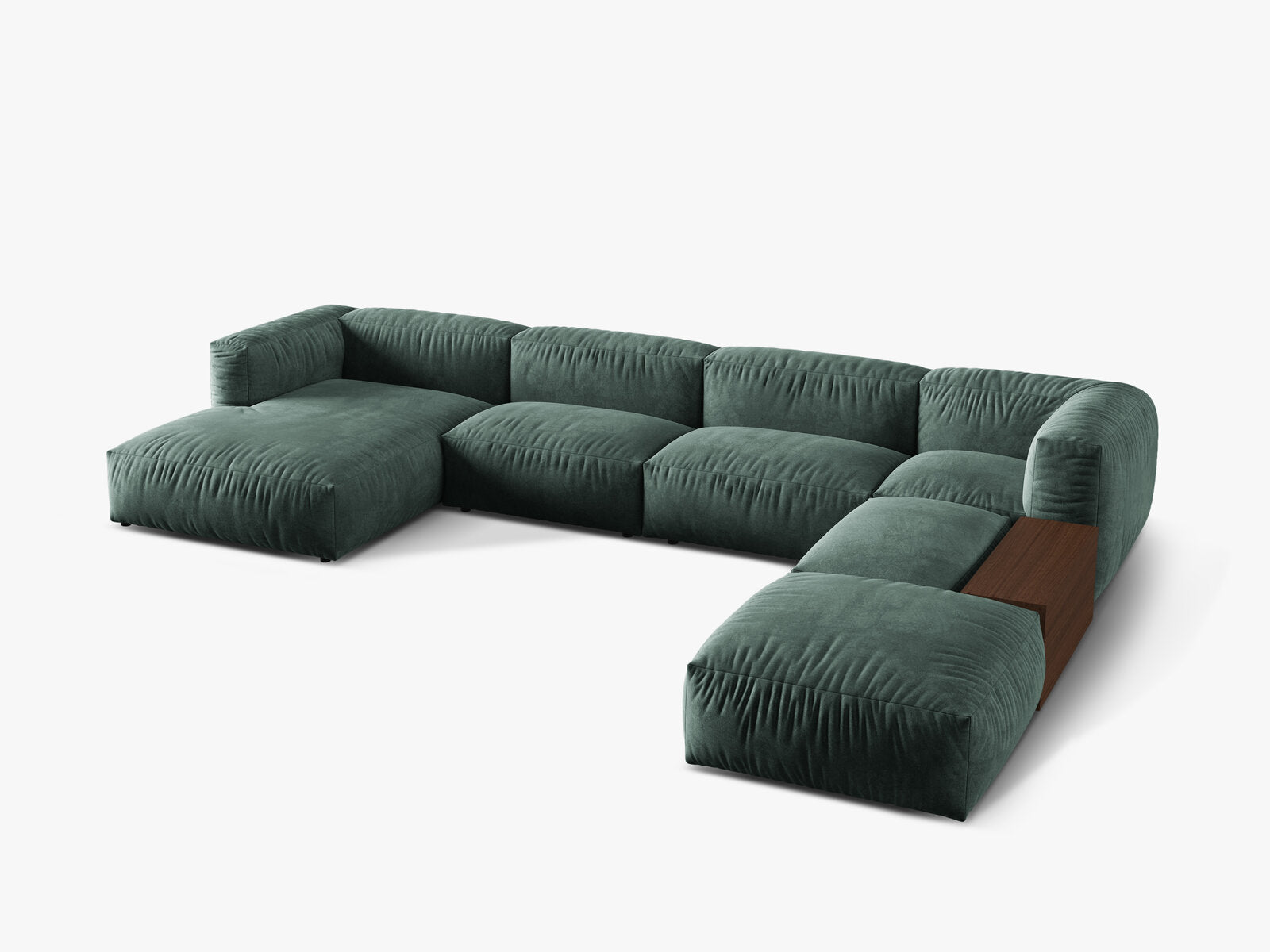 Micadoni Panorama-Ecksofa Martina 5-Sitzer Rechts Samt Petrol