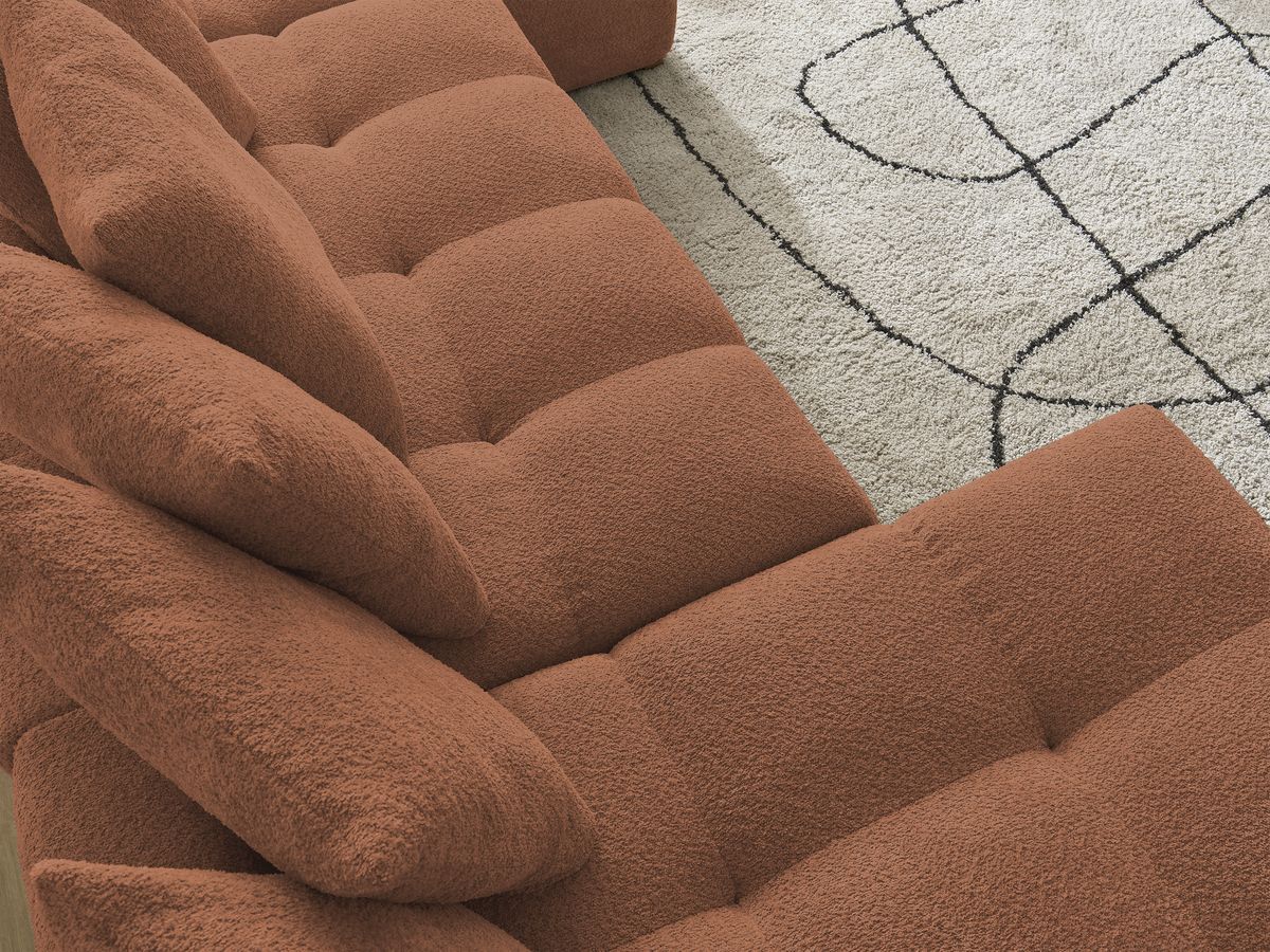 Bobochic Anakin Wohnlandschaft, 10 Kissen Bouclé-Stoff Orange