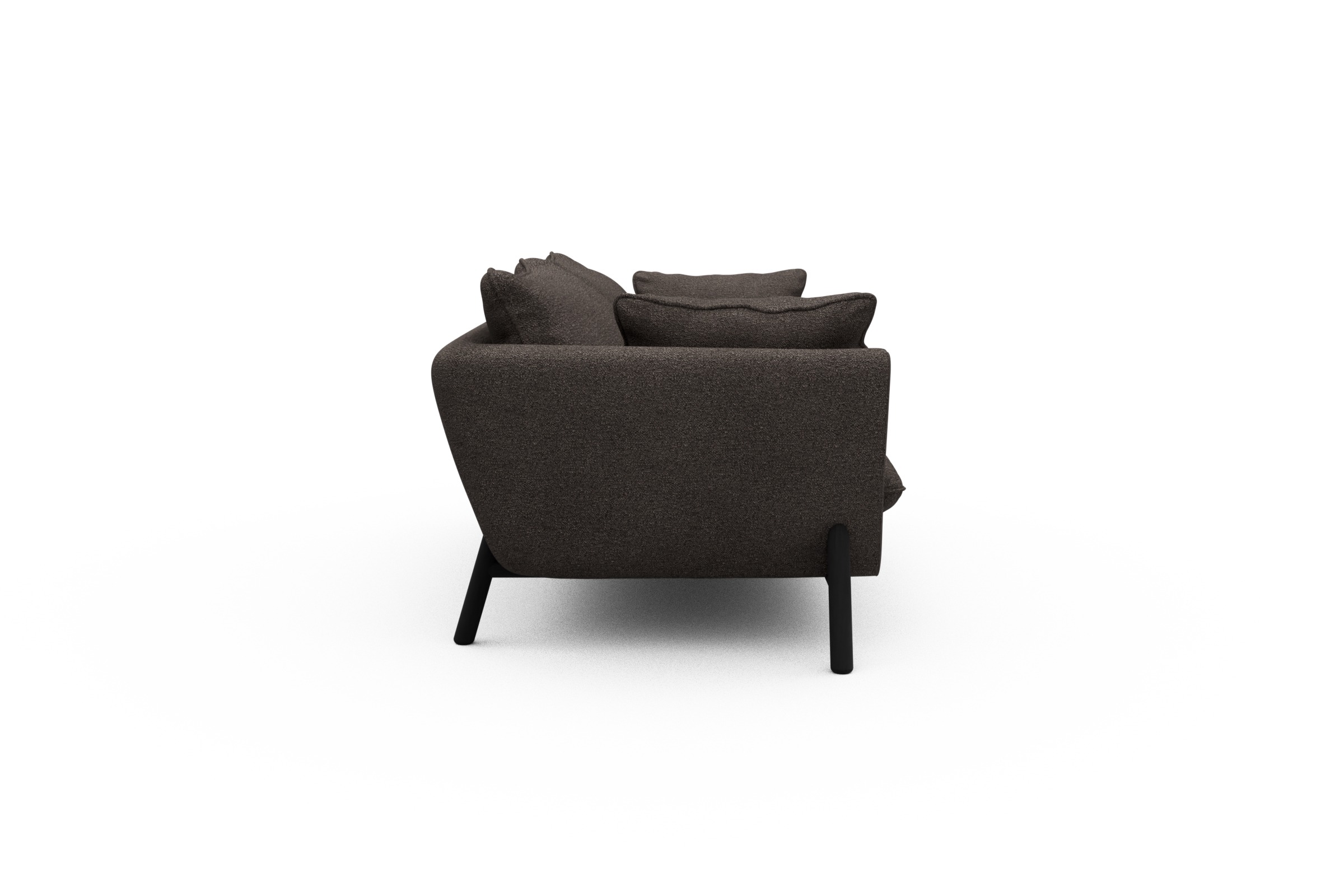 Sofa Emil PREMIUM 2-Sitzer Beinfarbe Eiche Schwarz Boucle-Taupe