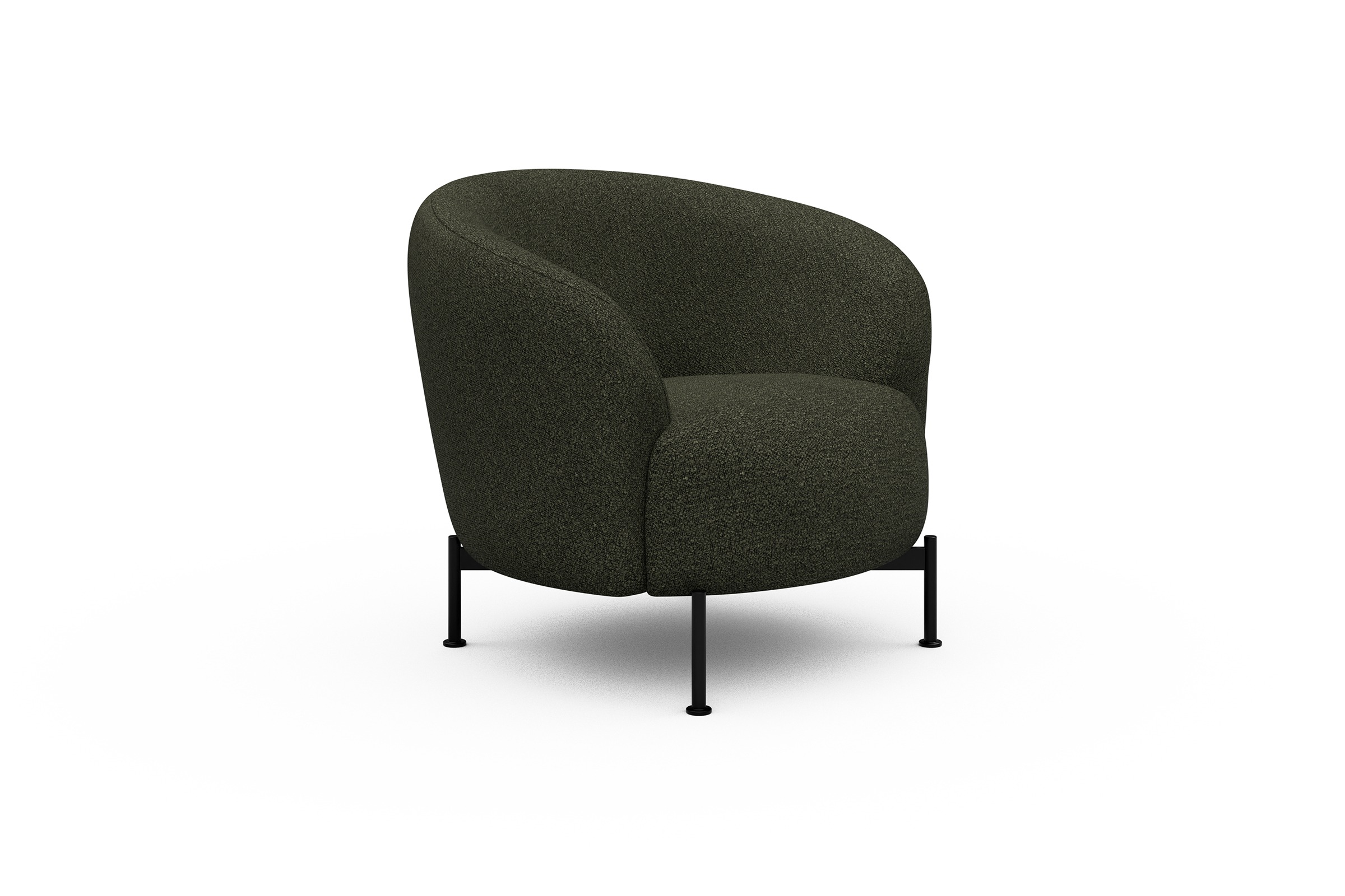 Sessel Ronda X-Metallgestell Schwarz Boucle-Forest-Green