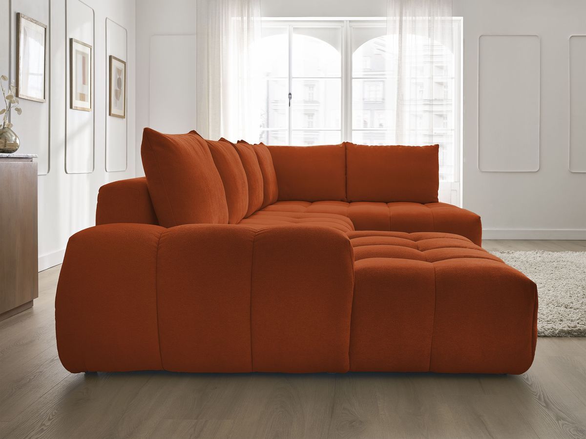 Bobochic Everest Wohnlandschaft, 6 Kissen Strukturstoff Orange Ecke links