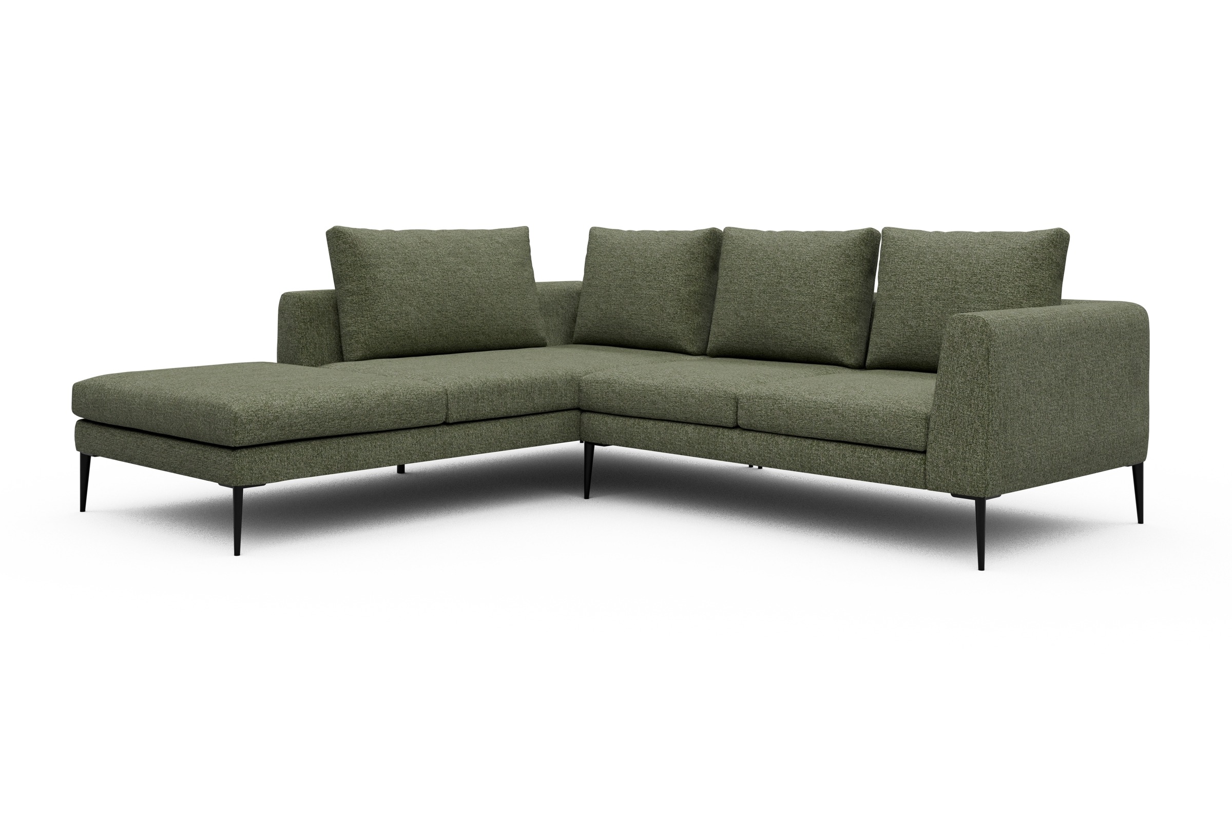 Ecksofa Paul Relax-Ecke links mit 2-Sitzer Carreno-Vivid-Green