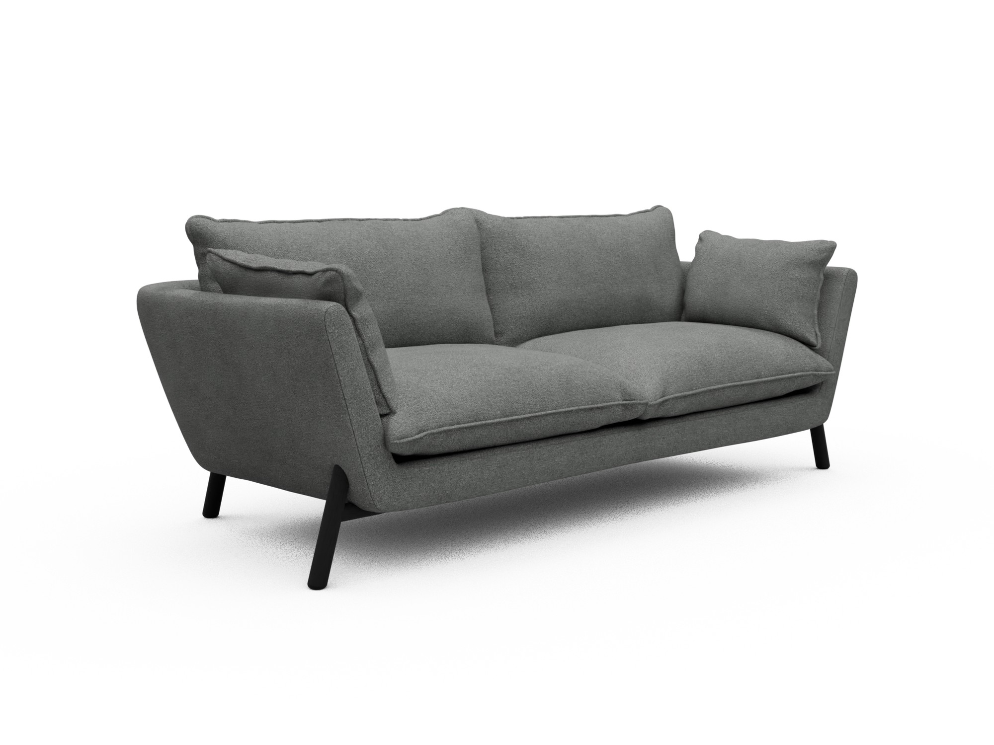 Skandi Home Sofa Emil Soft 3-Sitzer Beinfarbe Eiche Schwarz Boucle-Ash-Grey moebelfaktor